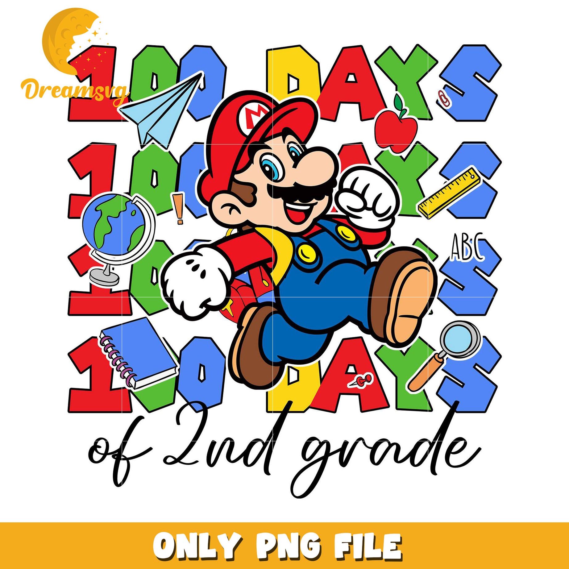 100 Days of 2nd Grade Mario PNG