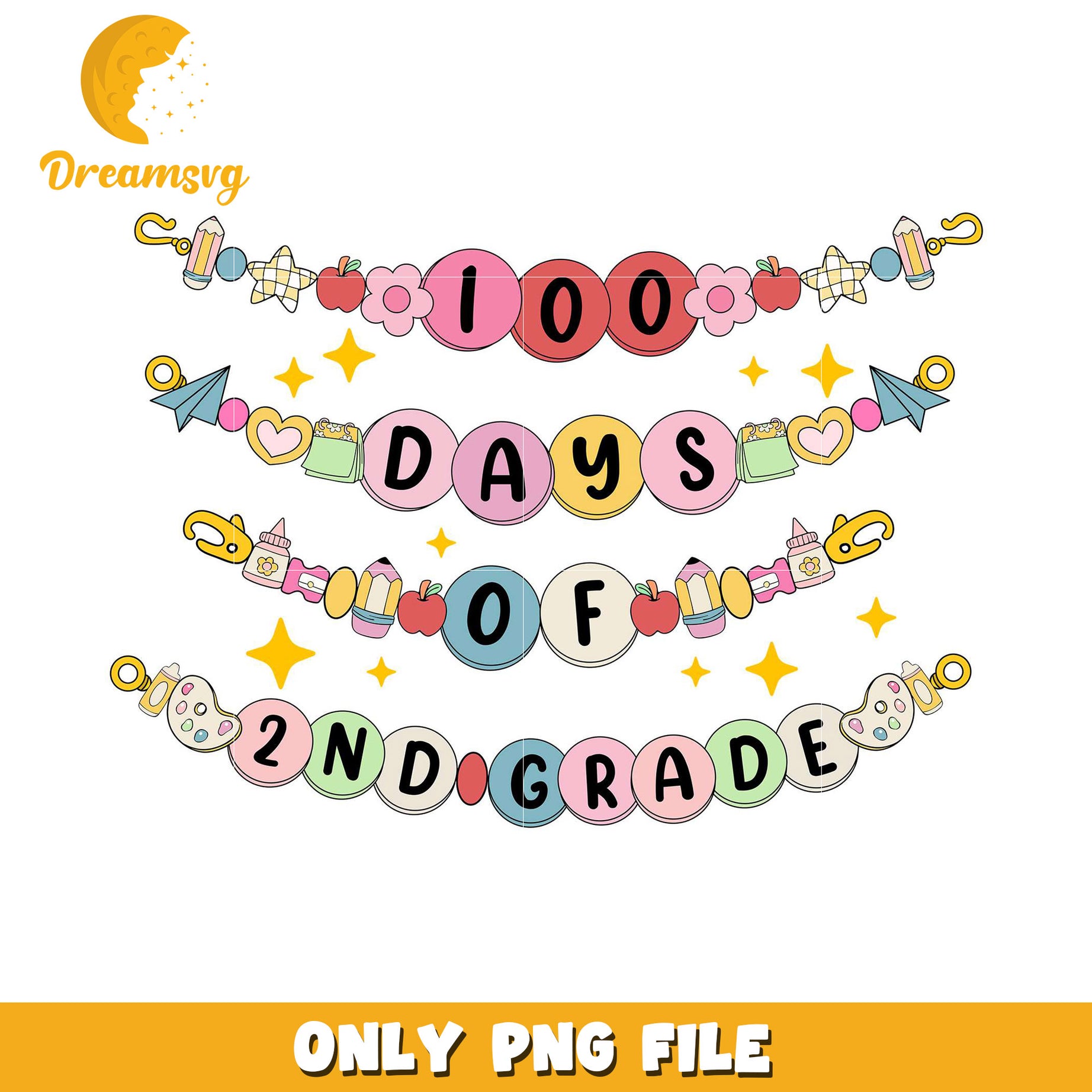 100 Days of 2nd Grade PNG Banner