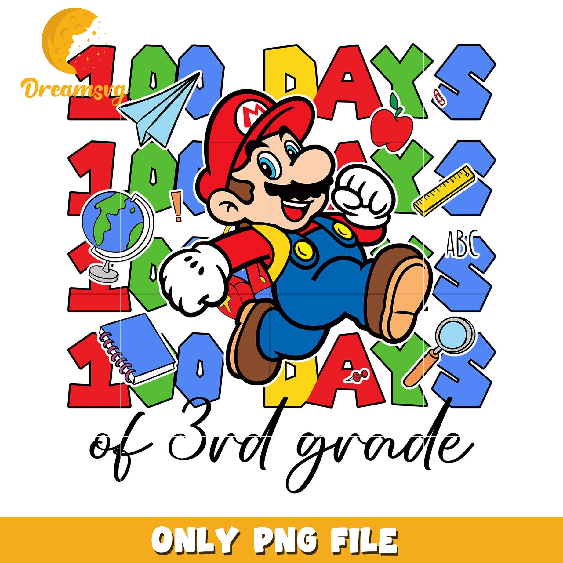 100 Days of 3rd Grade Mario PNG