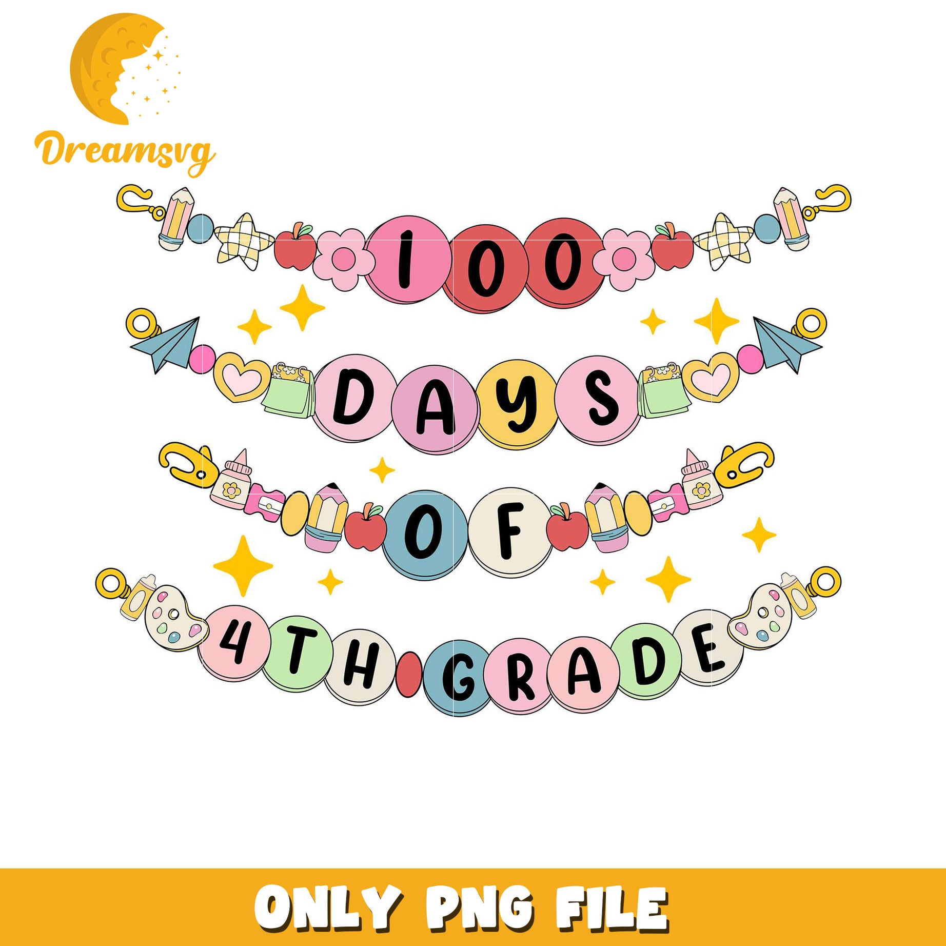 100 Days of 4th Grade PNG Banner