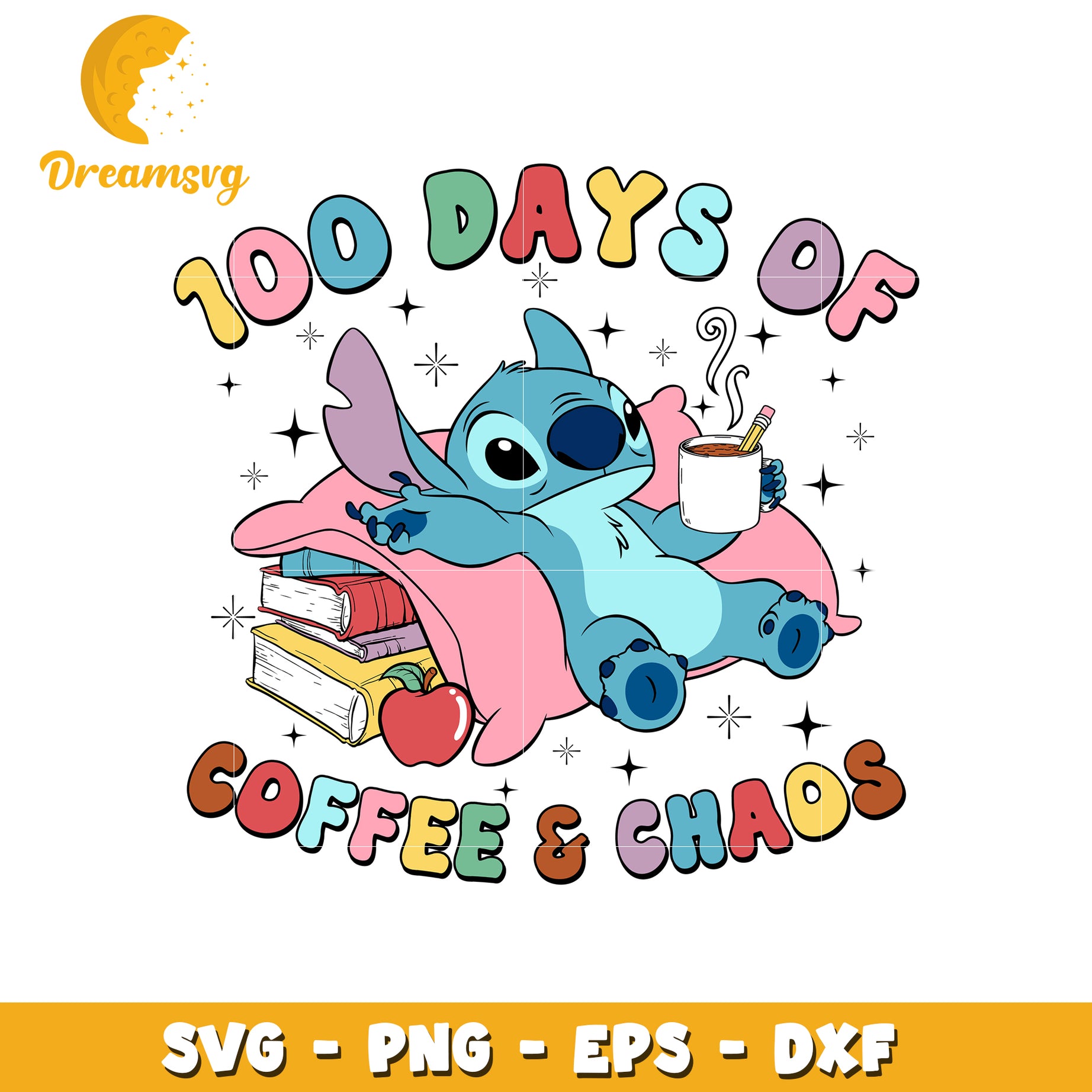 100 Days of Coffee and Chaos SVG Clipart Design for Fun