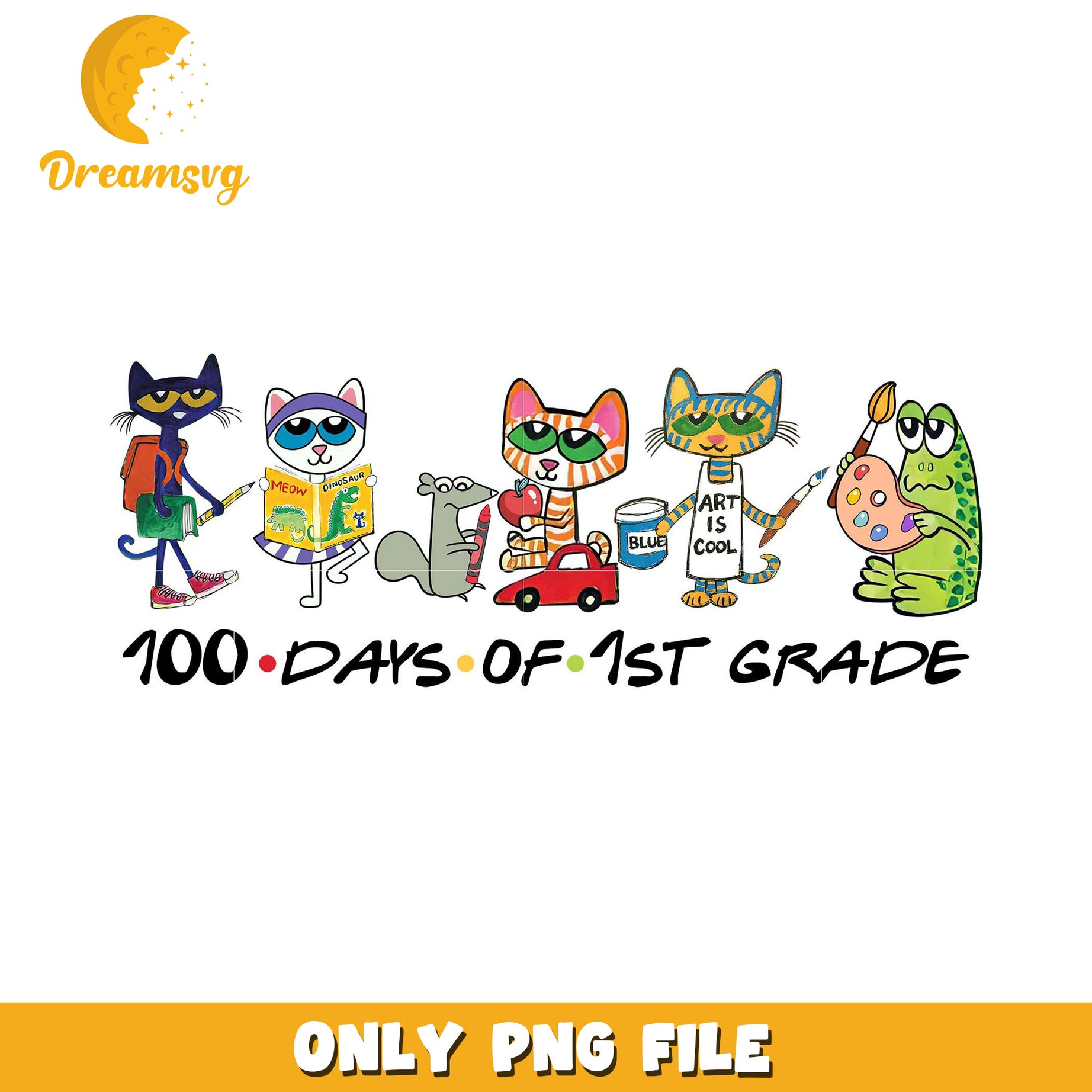 100 Days of Fun Cats First Grade PNG Design File