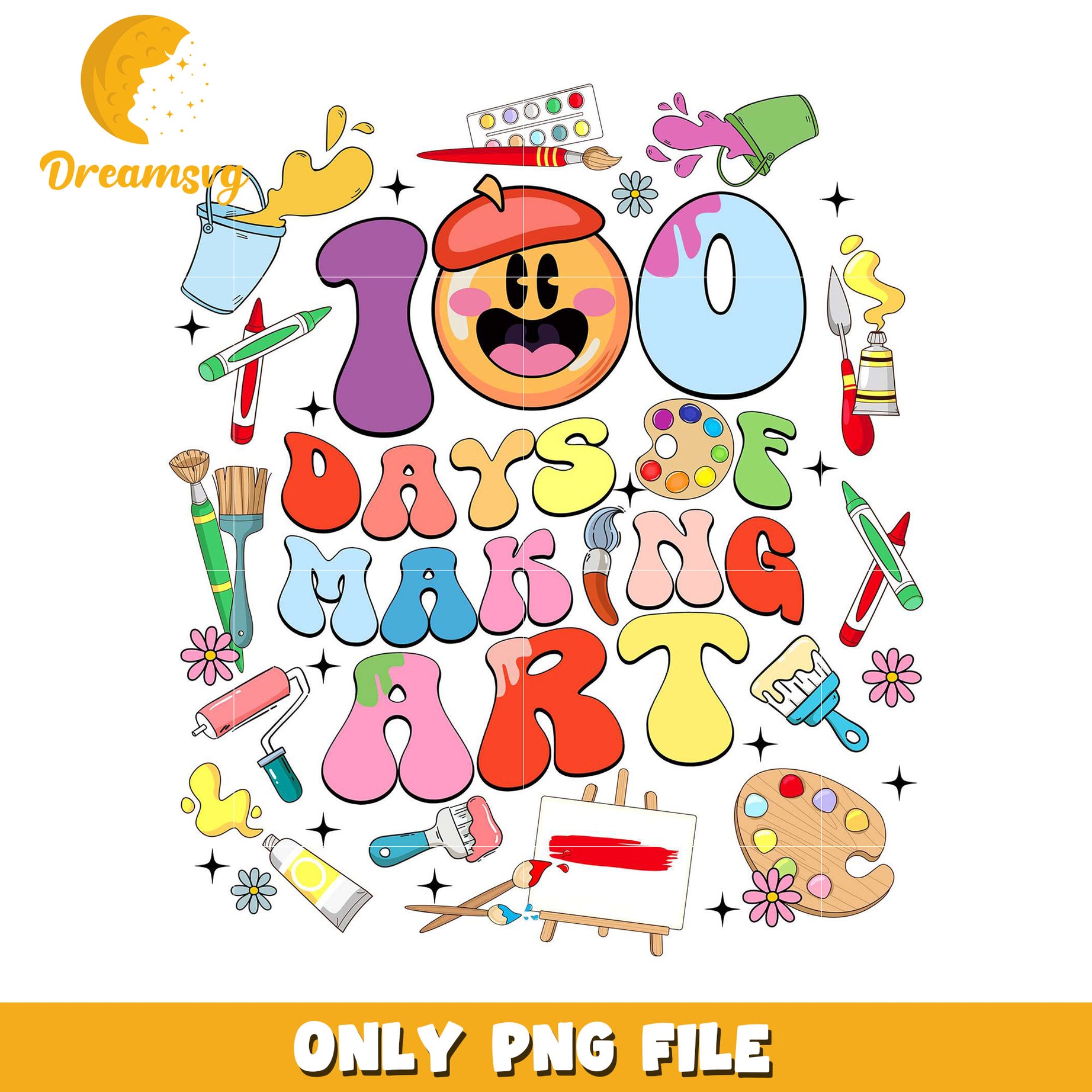 100 Days of Making Art Colorful PNG File Design
