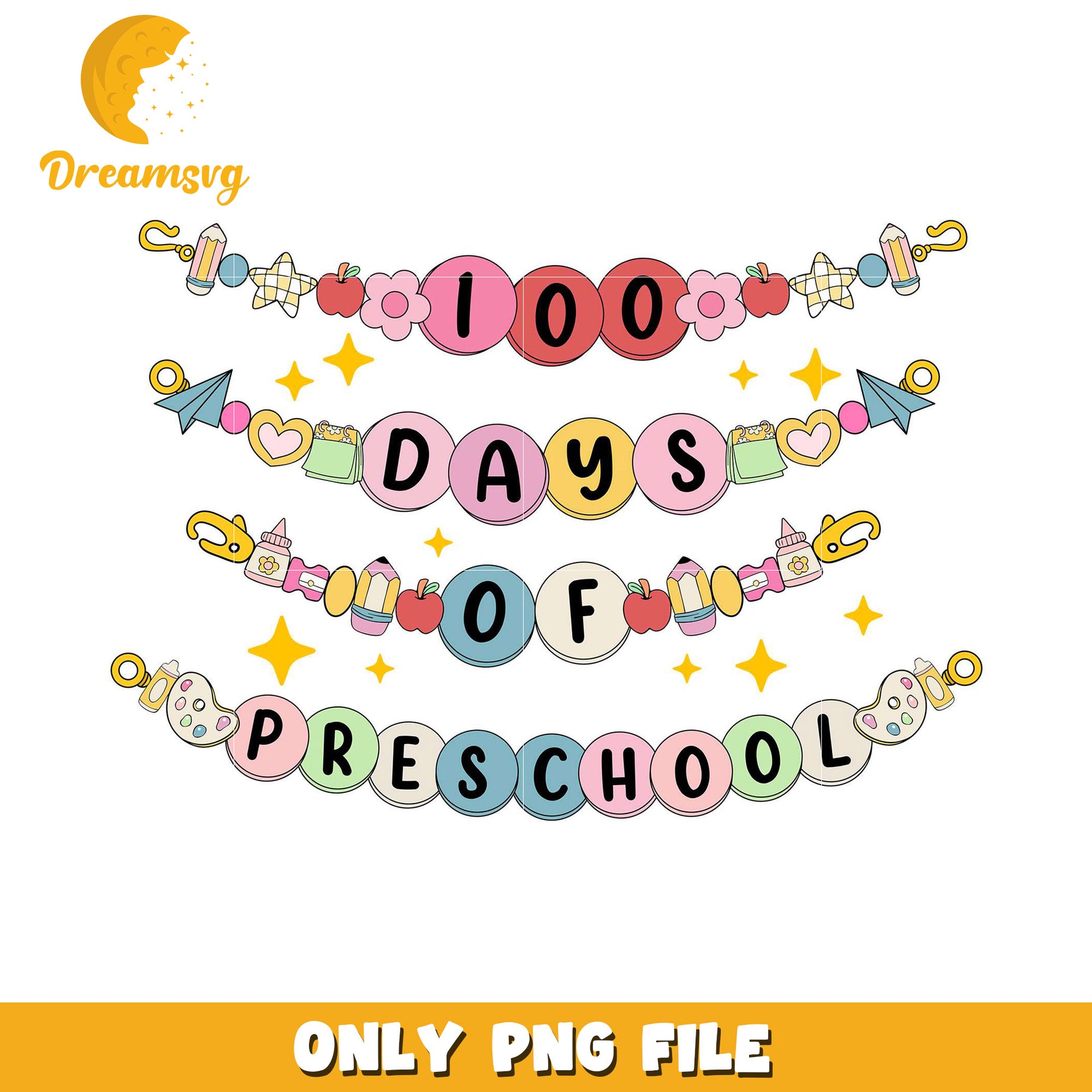 100 Days of Preschool PNG Banner