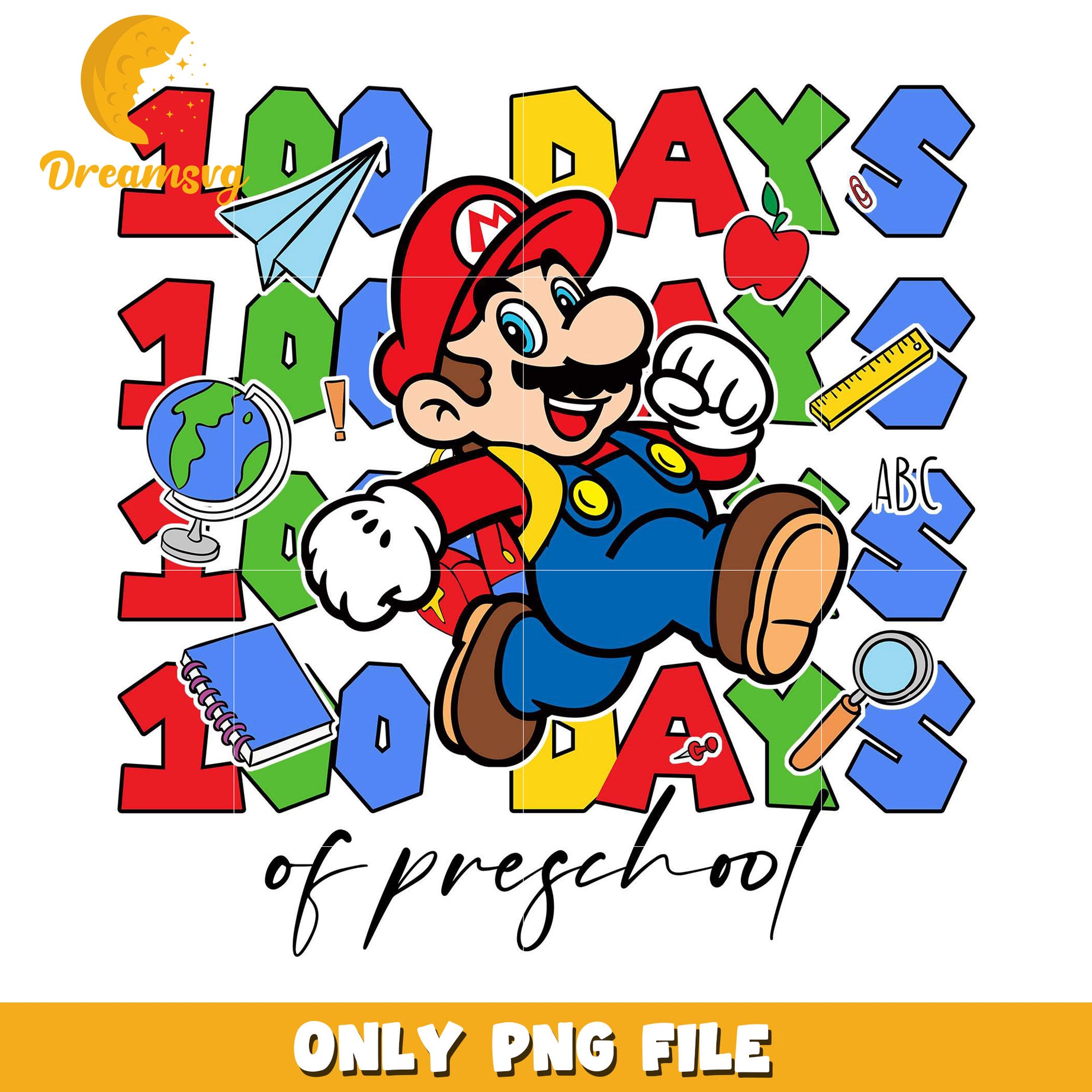 100 Days of Preschool PNG File with Fun Characters