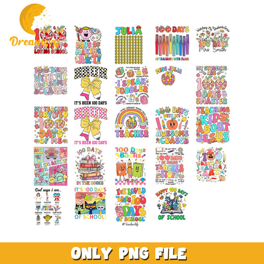 100 Days of School Bundle PNG Fun and Colorful Designs
