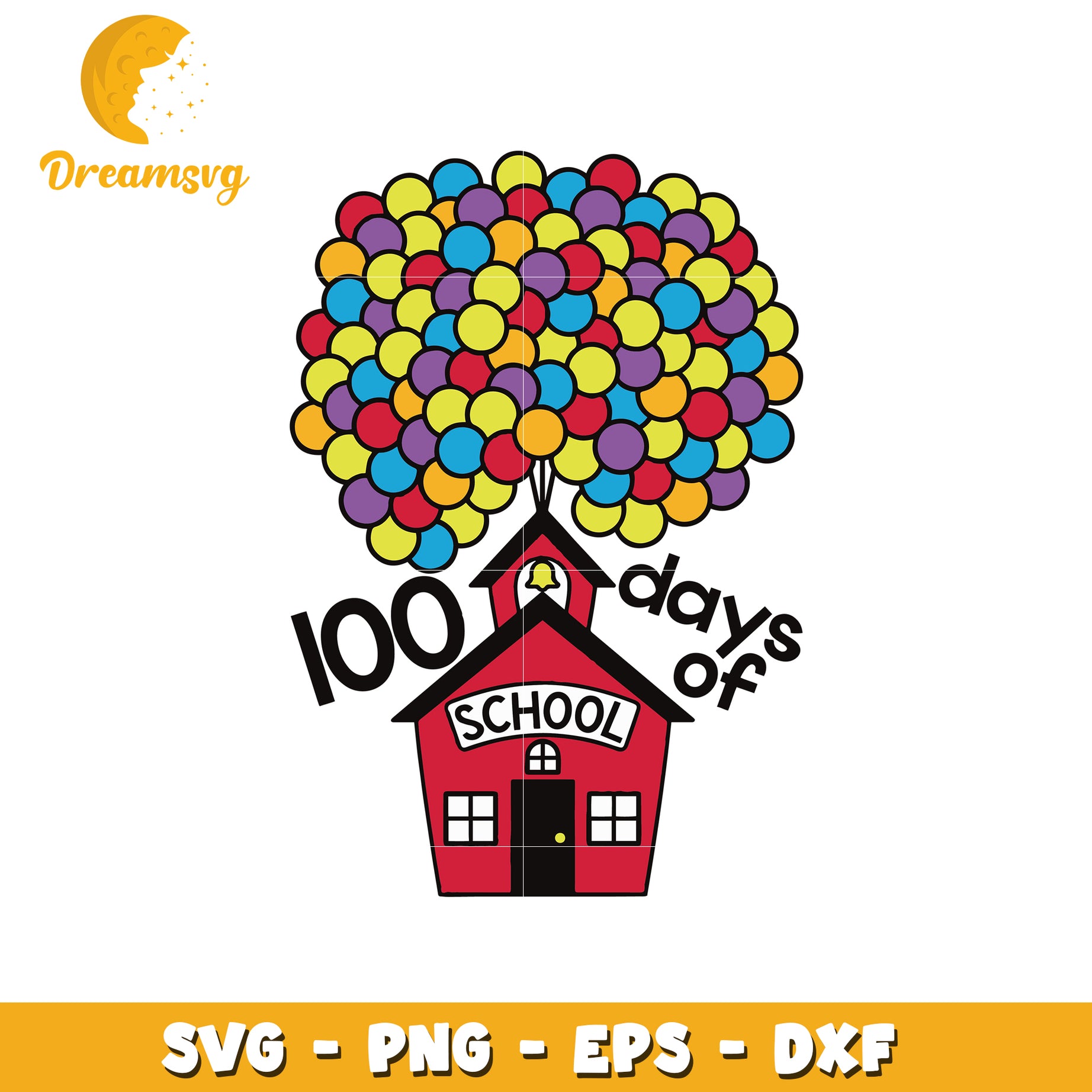 100 Days of School Colorful Balloon SVG Design for Kids