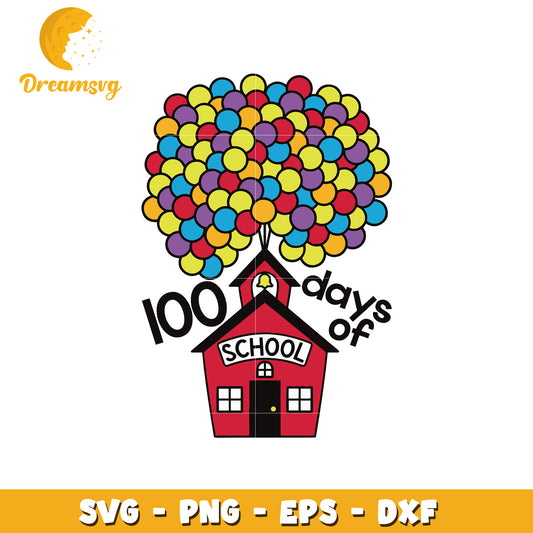 100 Days of School Colorful Balloon SVG Design for Kids