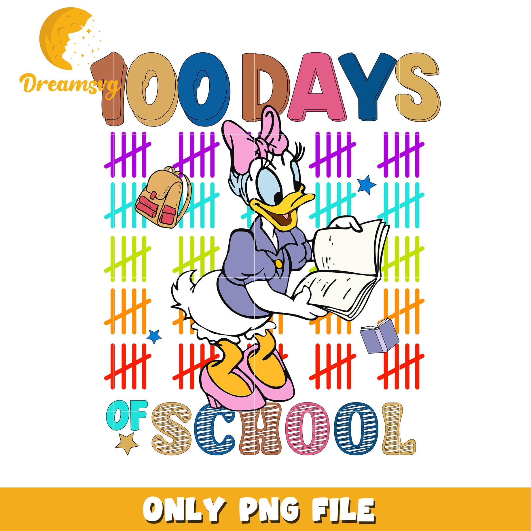 100 Days of School Cute Duck Character PNG Design File