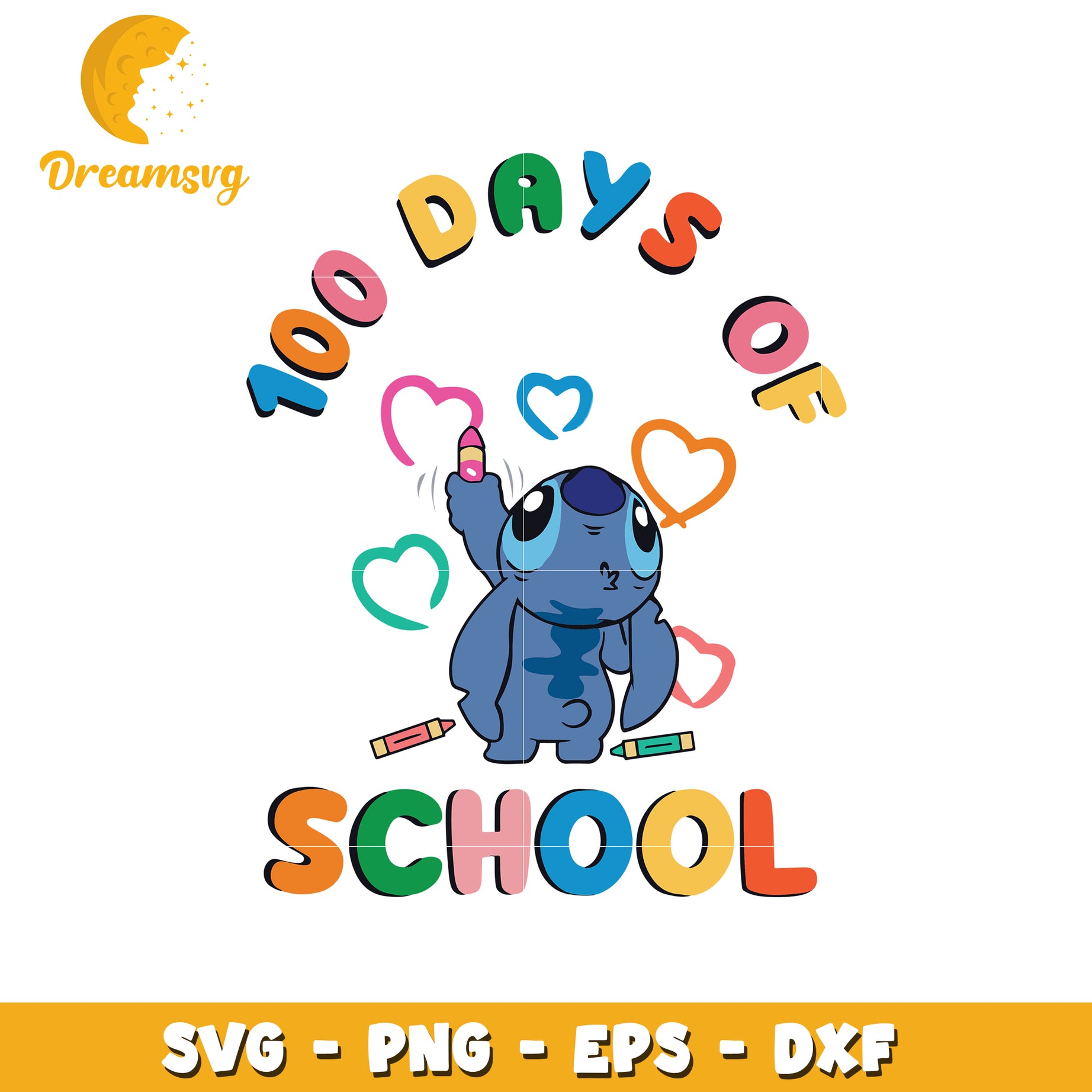 100 Days of School Cute SVG Design for Kids Crafts