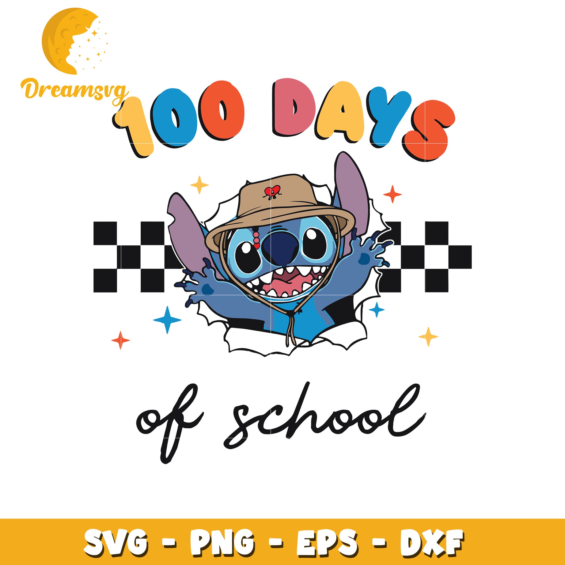 100 Days of School Cute Stitch SVG for Kids Crafts