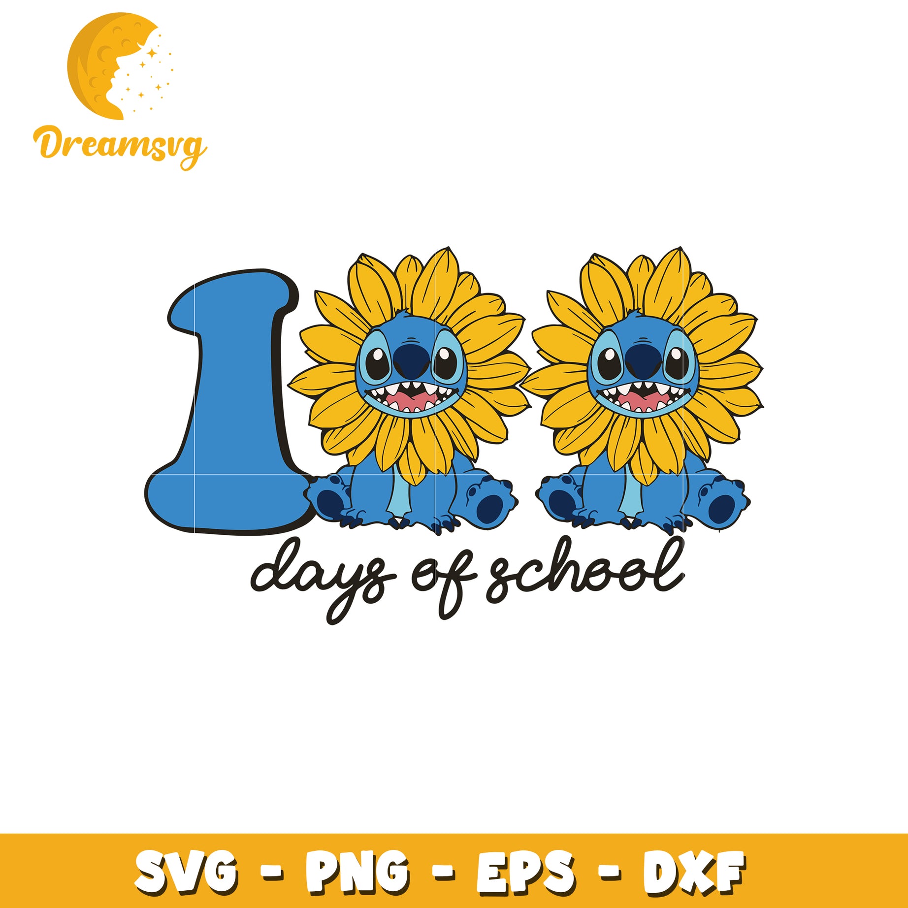 100 Days of School Cute Sunflower SVG Graphic Design