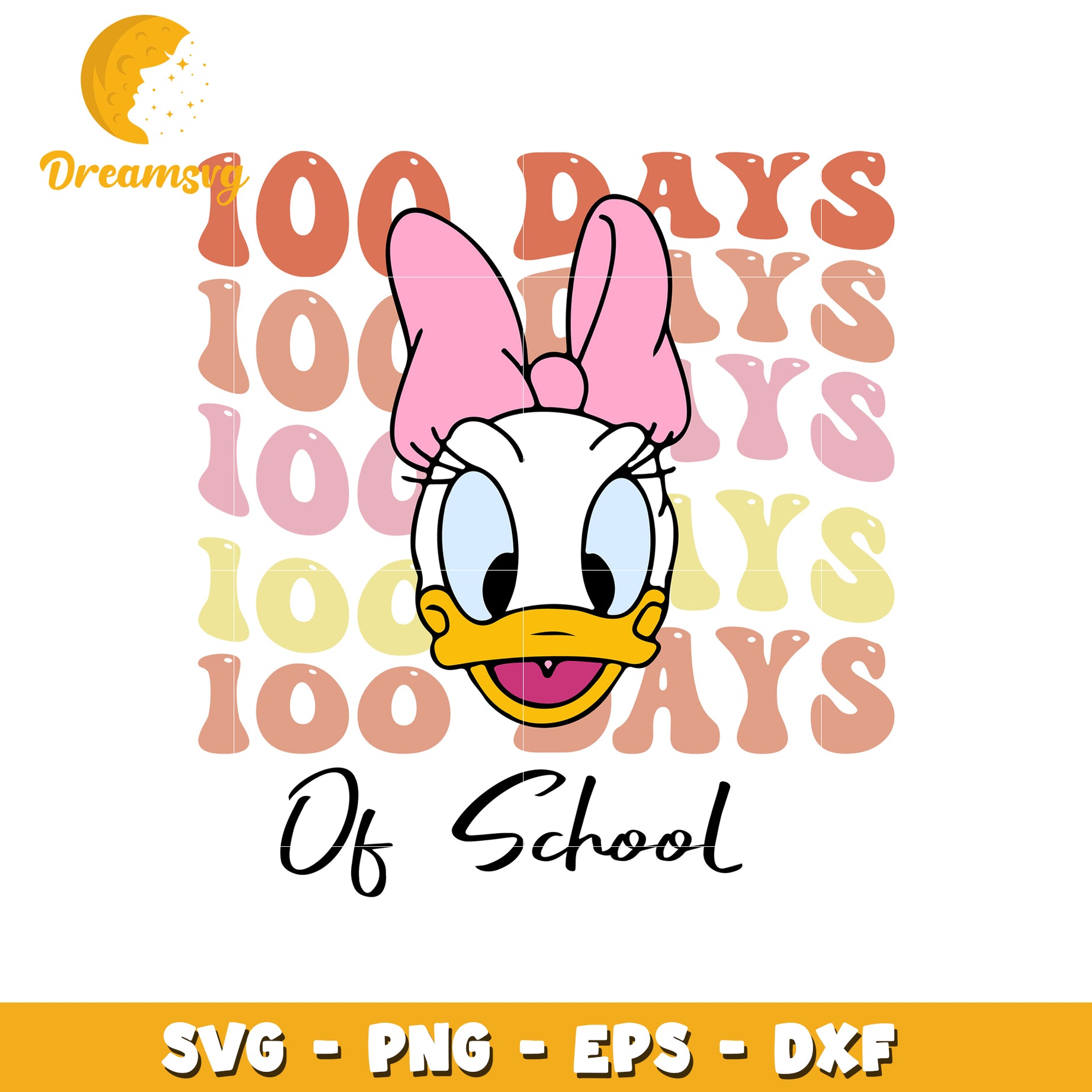 100 Days of School Daisy Duck SVG Clipart for Kids