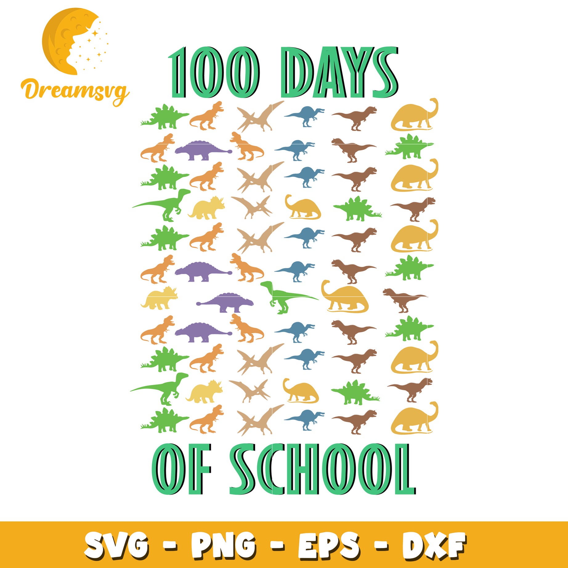 100 Days of School Dinosaur SVG Cut File