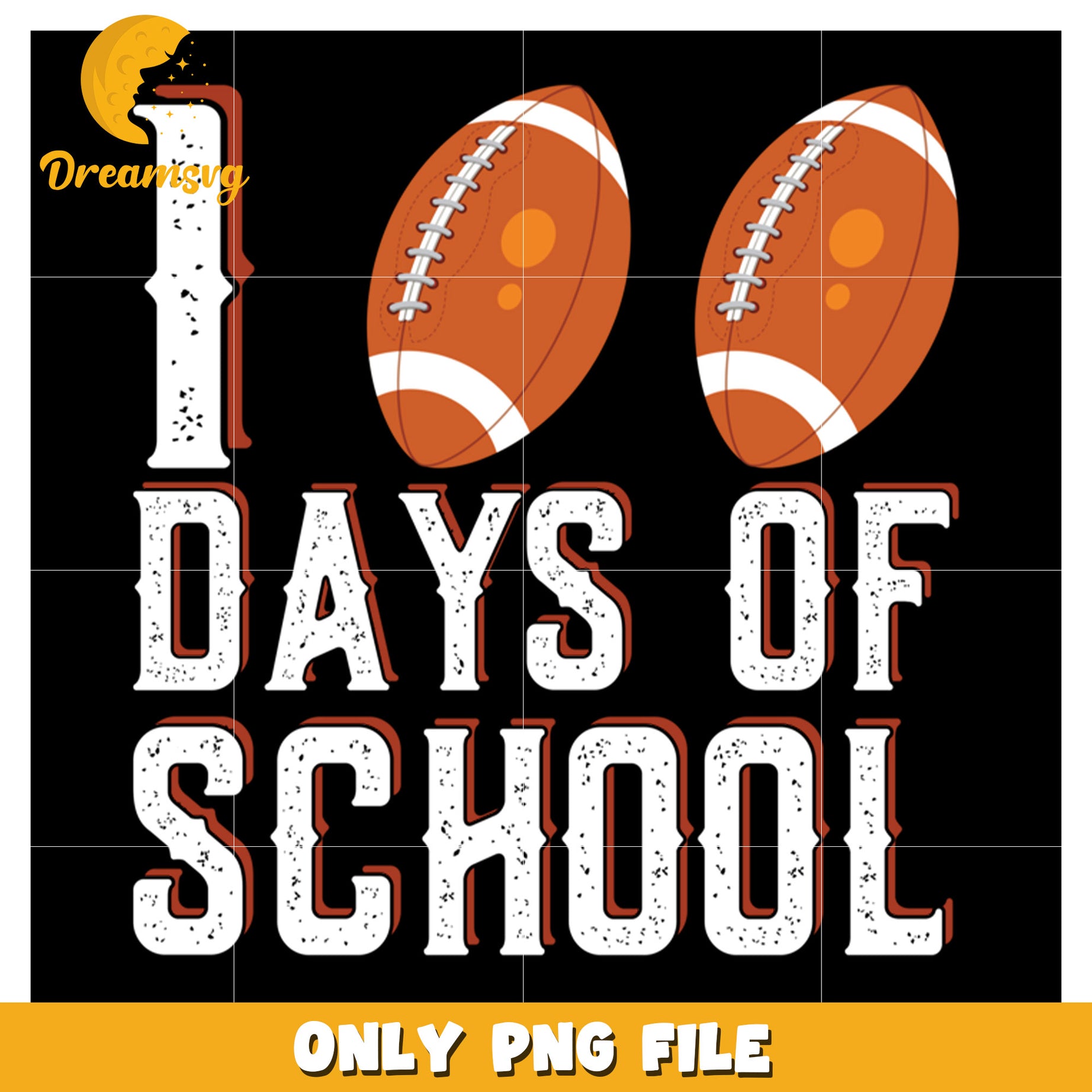 100 Days of School Football Theme PNG Digital Download Design