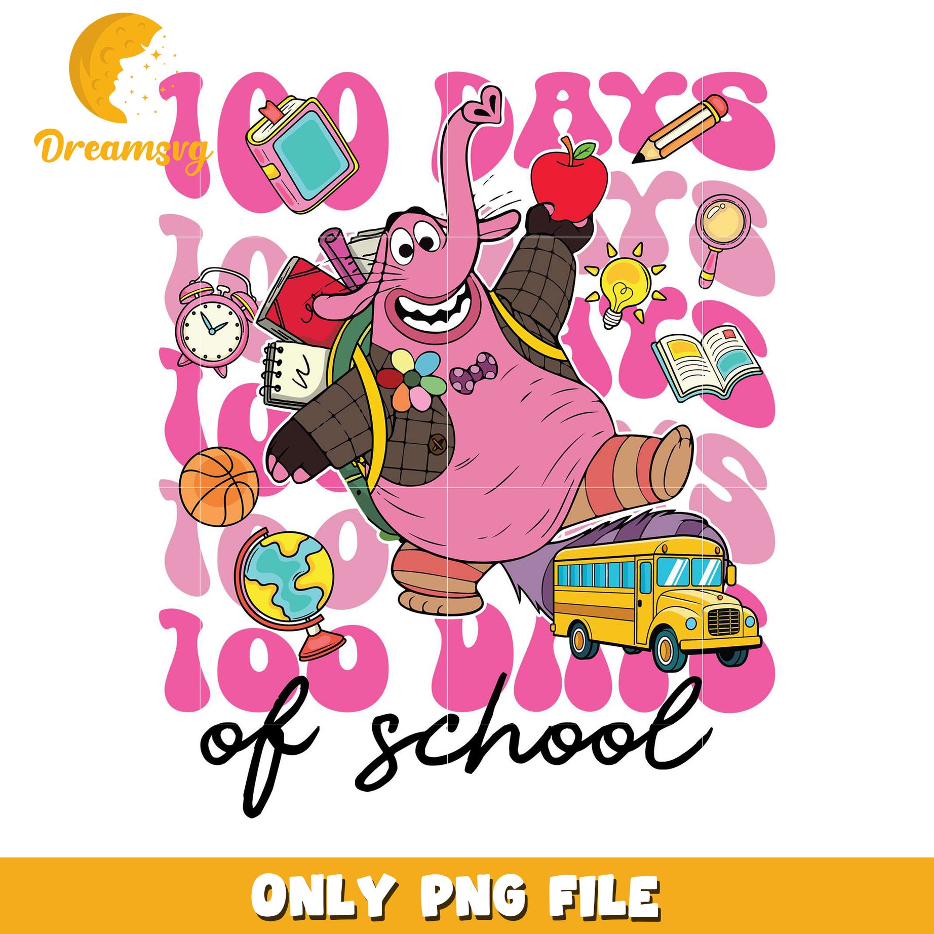 100 Days of School Fun Colorful PNG Graphic Design
