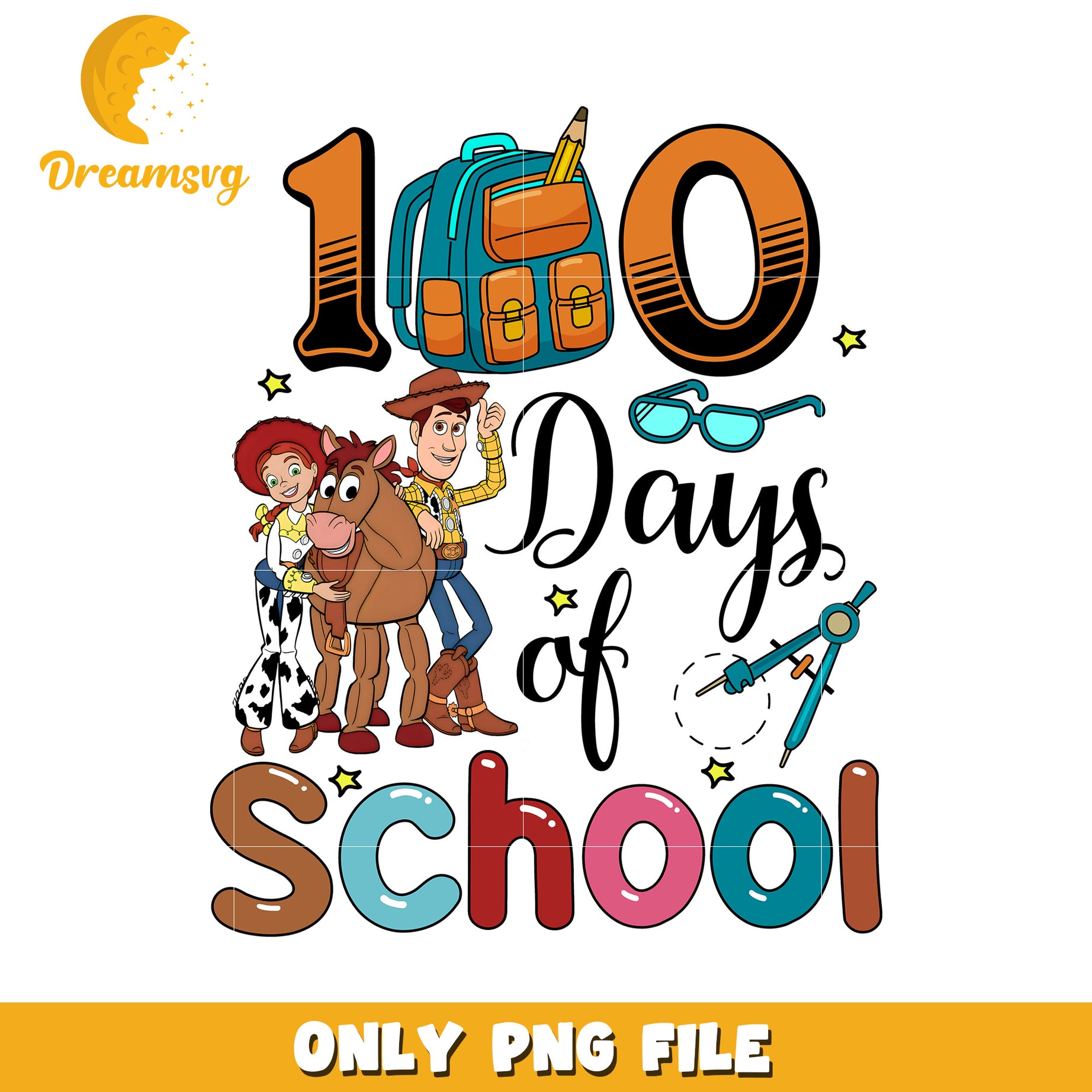 100 Days of School Fun PNG Downloadable Graphic Design