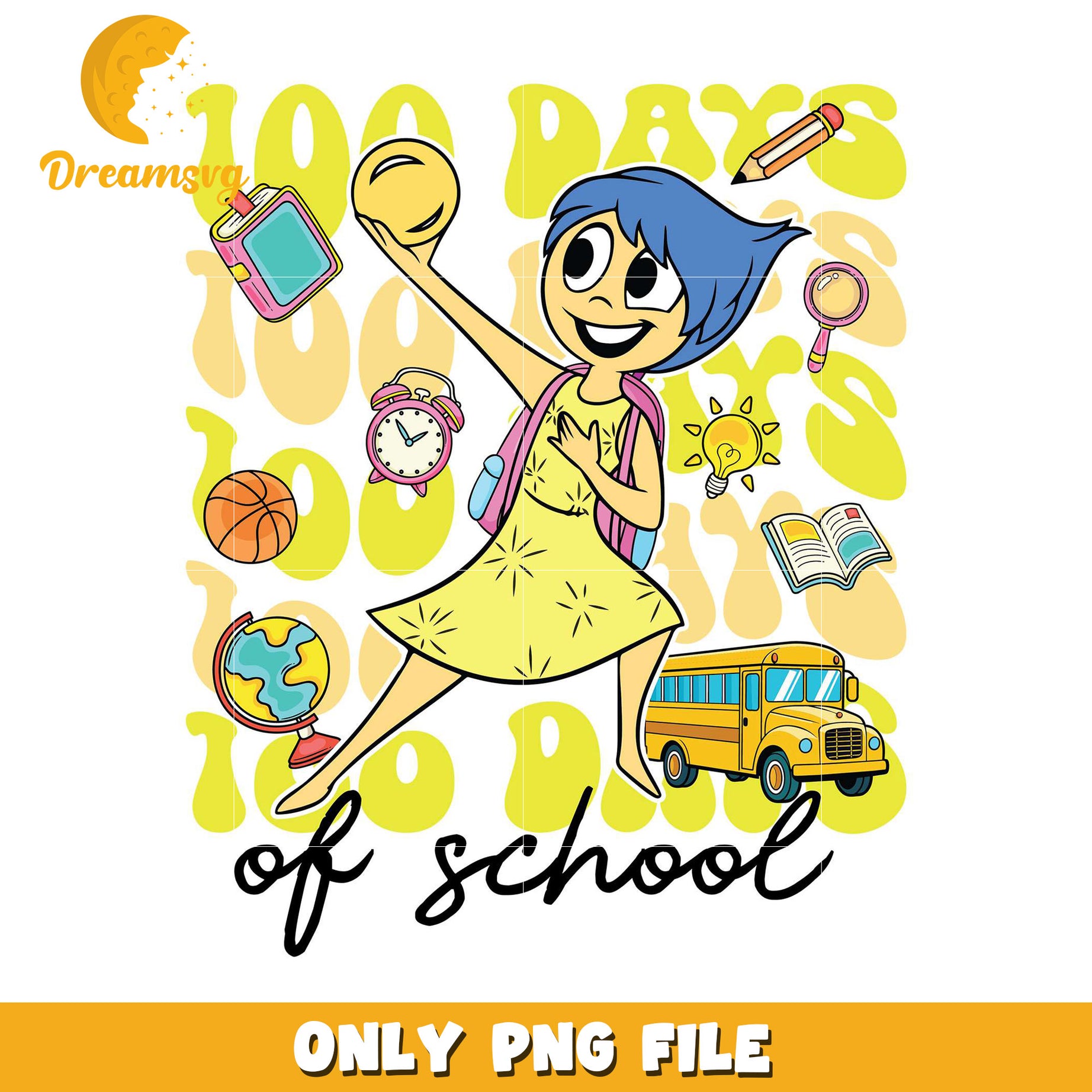 100 Days of School Fun PNG Graphic for Kids Activities