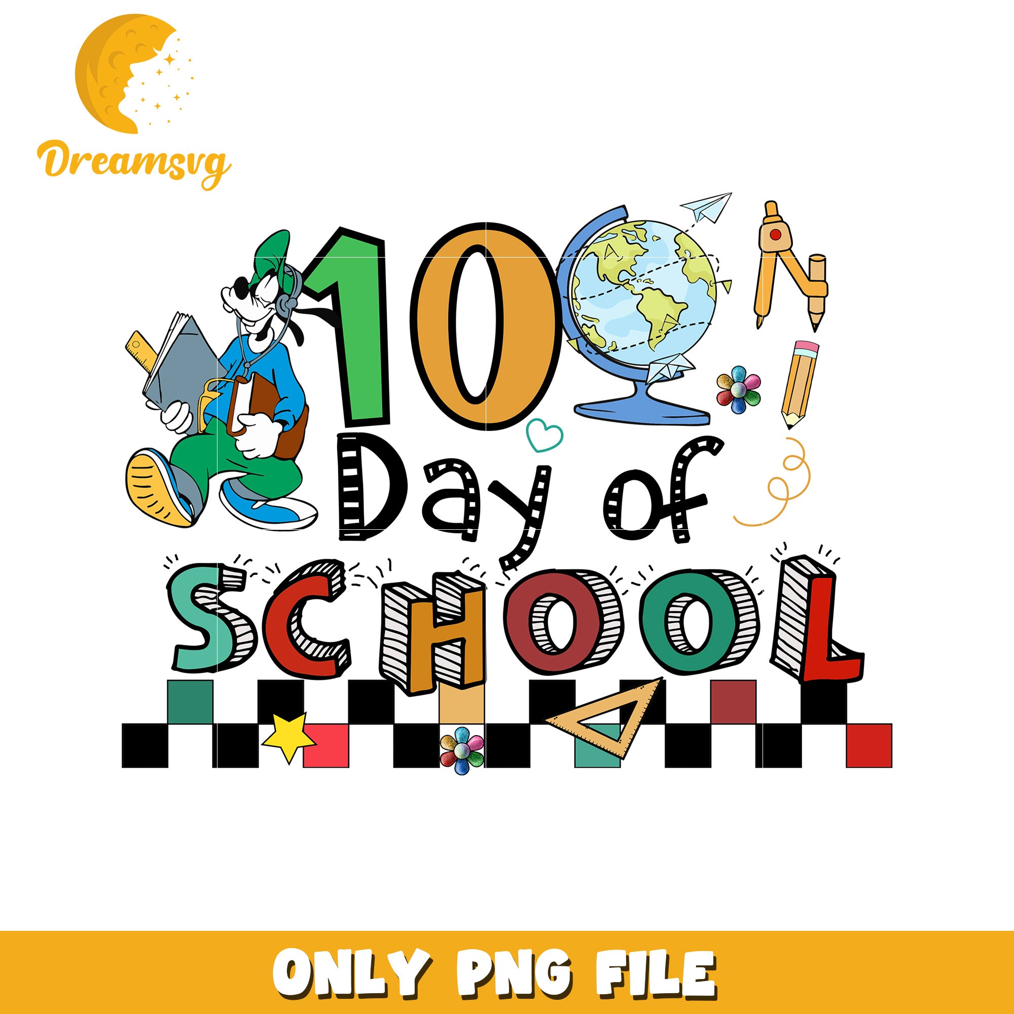 100 Days of School Fun PNG Graphic for Kids Learning