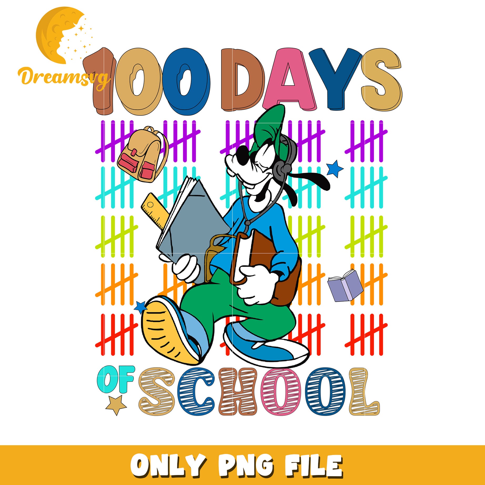 100 Days of School Fun PNG Graphic with Goofy Design