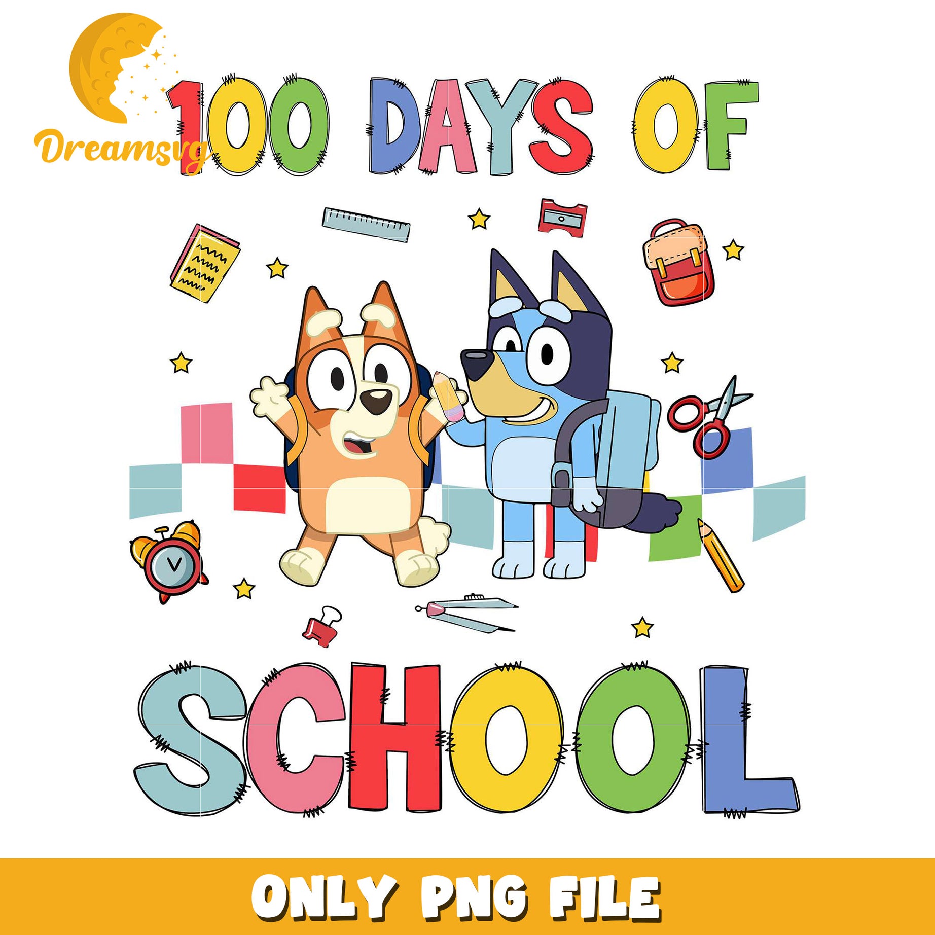 100 Days of School Fun Printable PNG Image Design