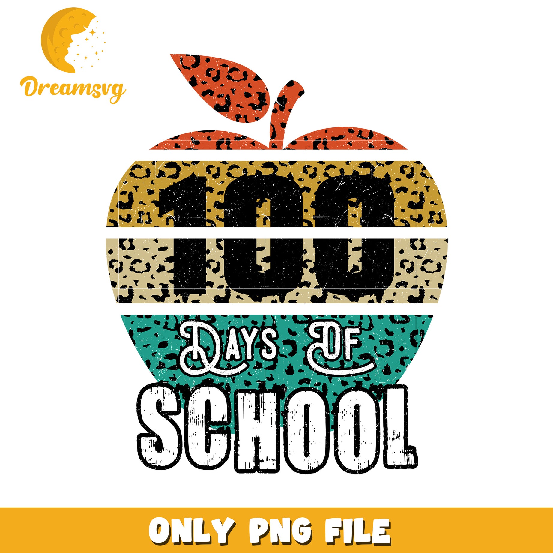 100 Days of School Leopard Print PNG