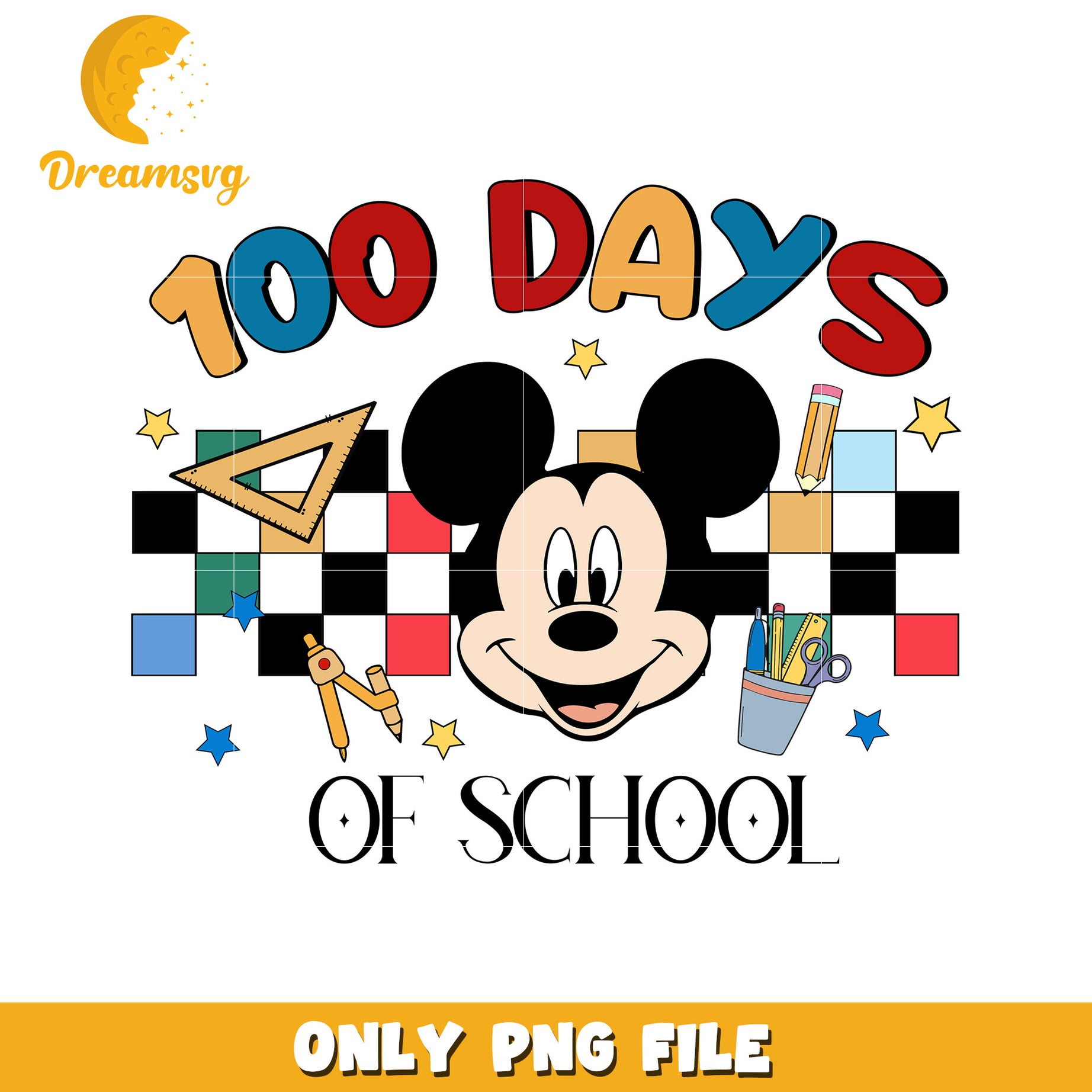 100 Days of School Mickey Mouse PNG Design for Kids