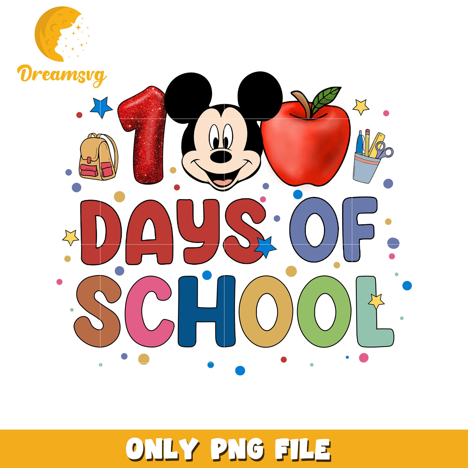 100 Days of School Mickey Mouse PNG File for Kids Fun