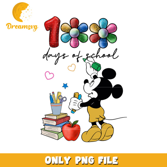 100 Days of School Mickey Mouse PNG Graphic Design File