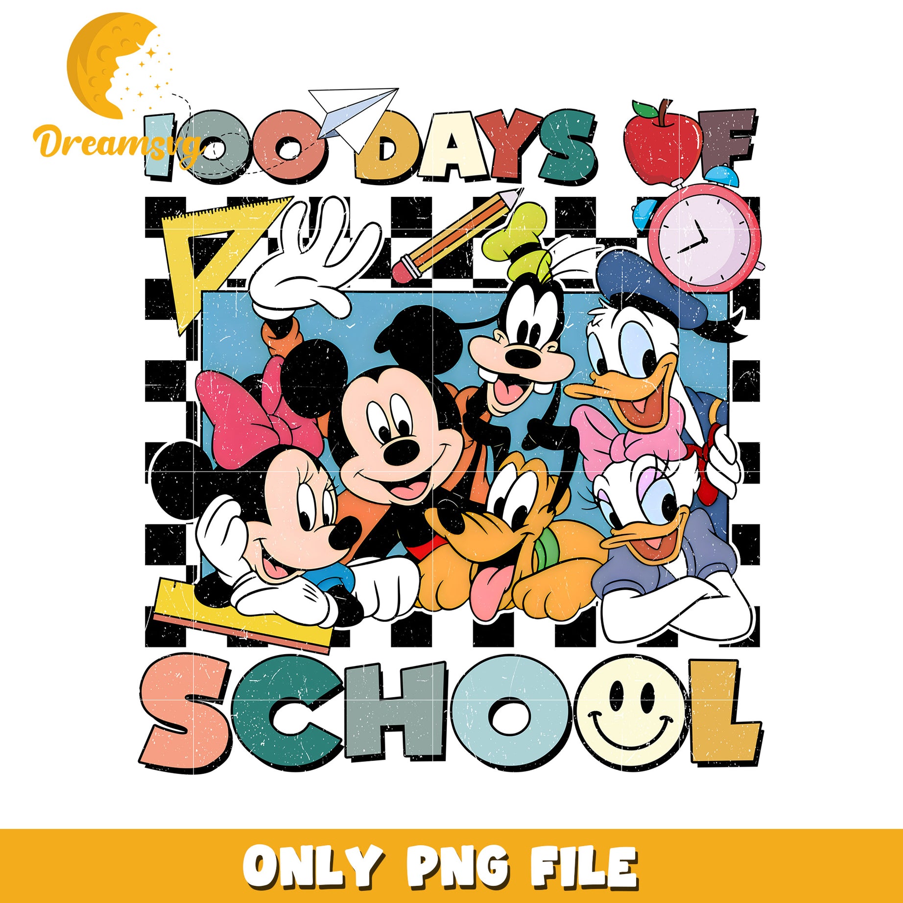 100 Days of School Mickey Mouse and Friends PNG Design