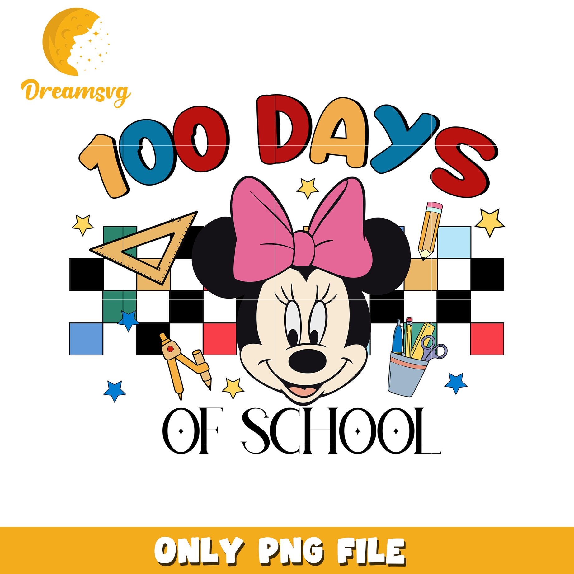 100 Days of School Minnie Mouse PNG Design for Kids