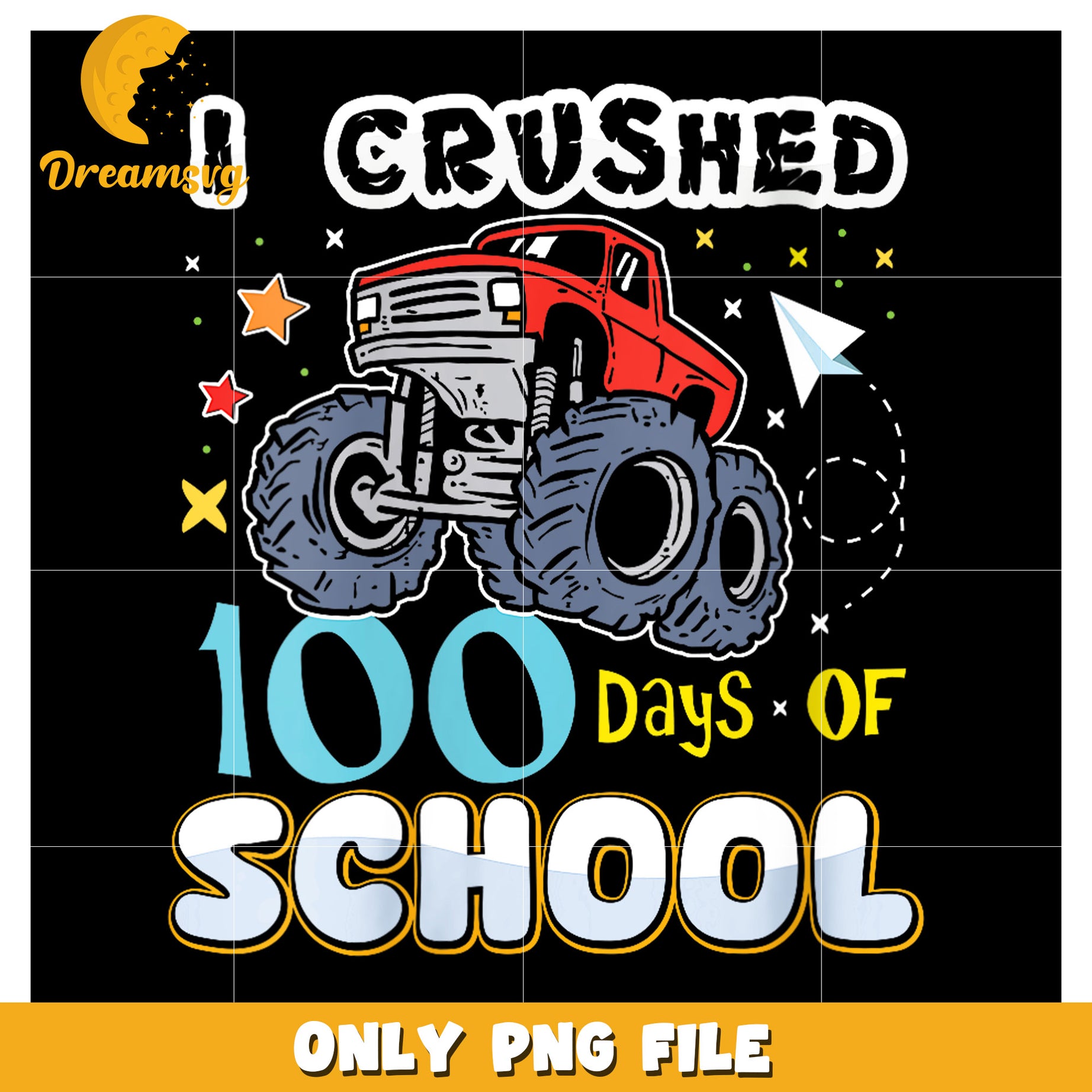 100 Days of School Monster Truck PNG