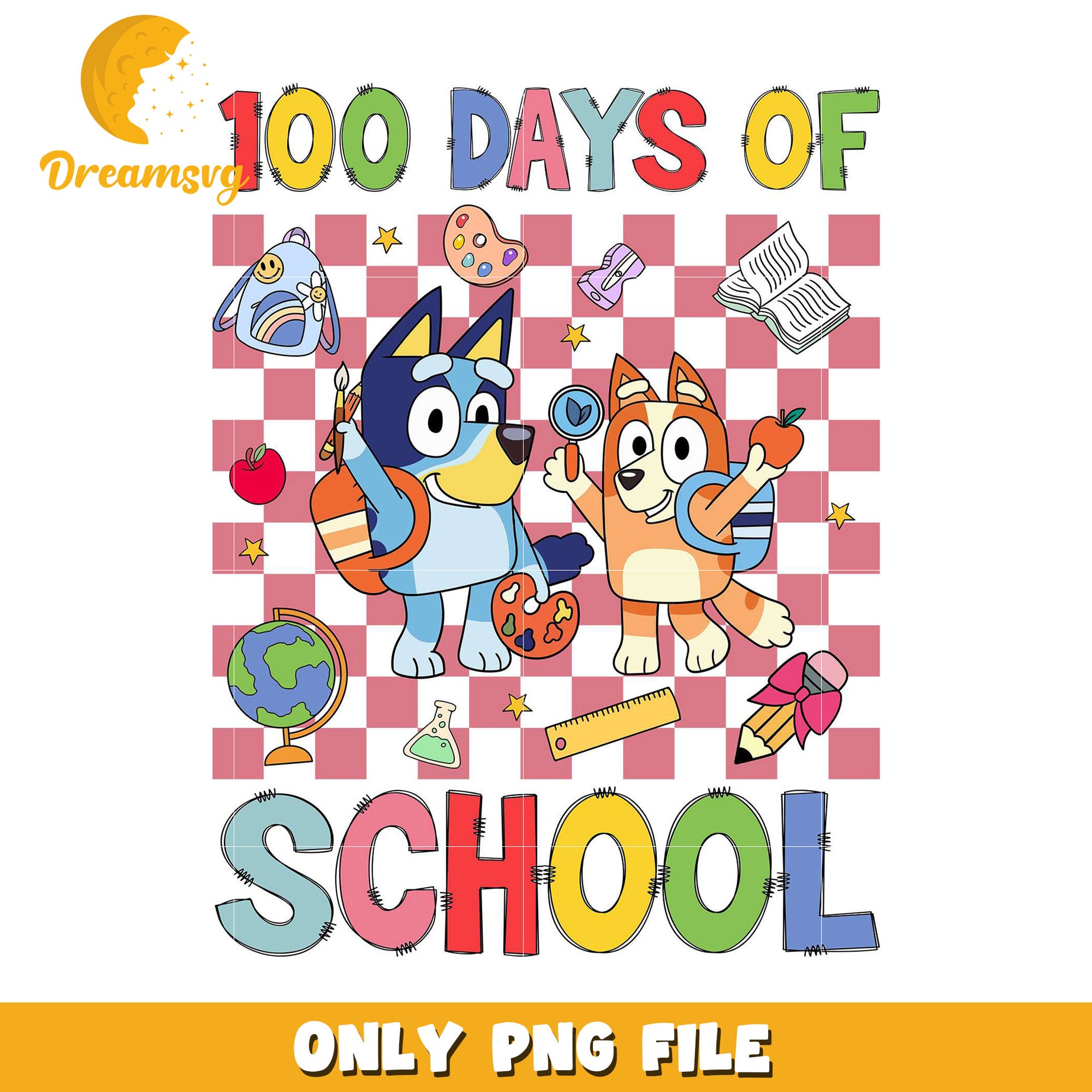 100 Days of School PNG Bluey