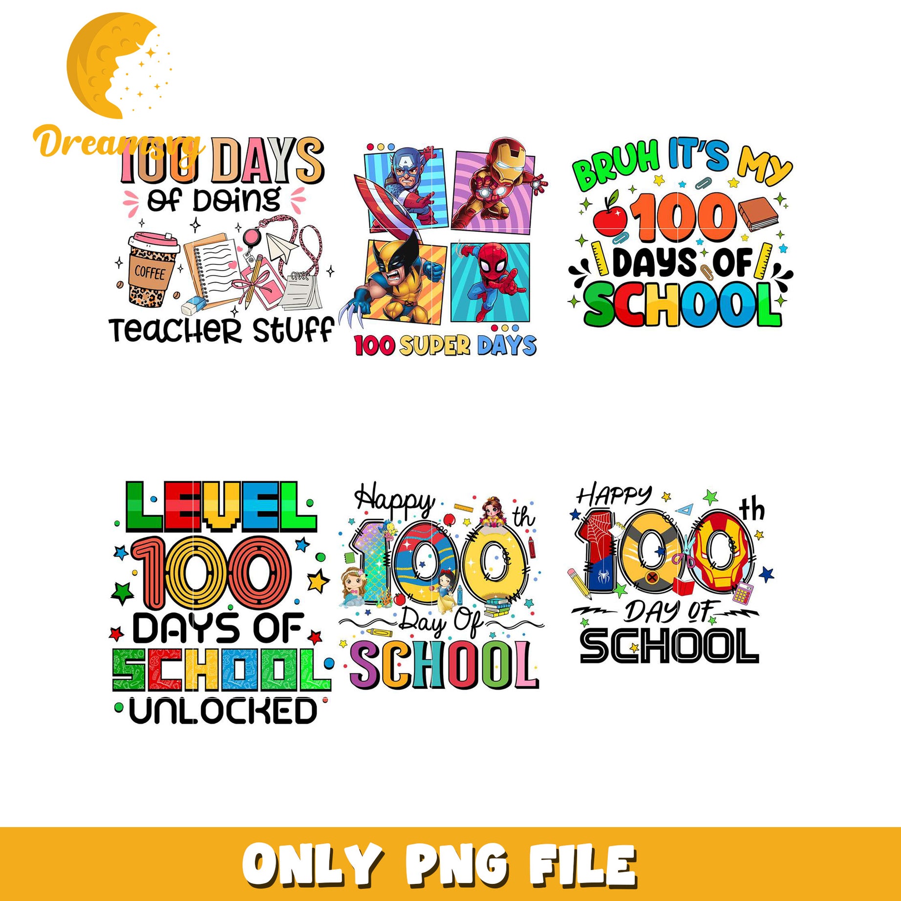 100 Days of School PNG Bundle