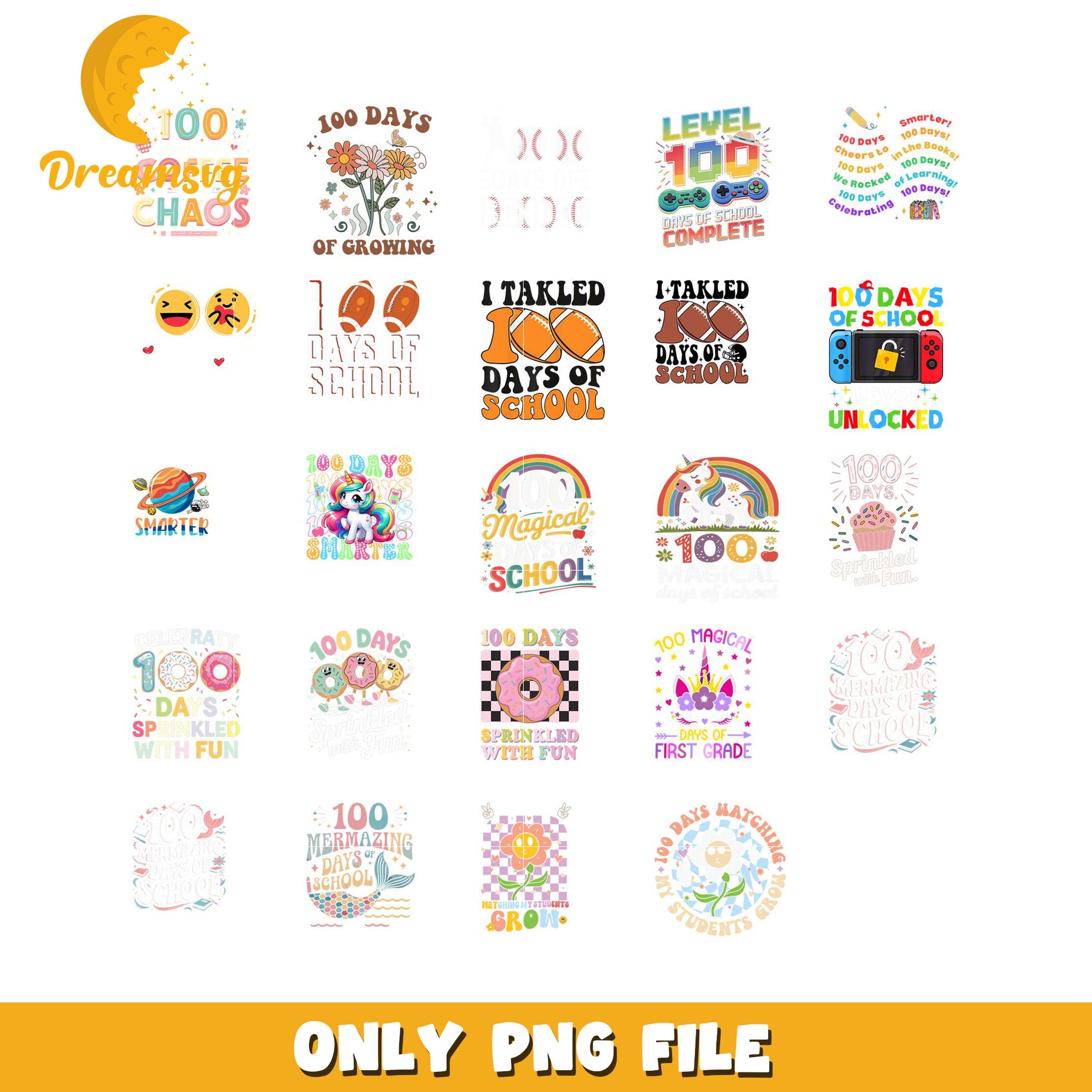 100 Days of School PNG Bundle Designs