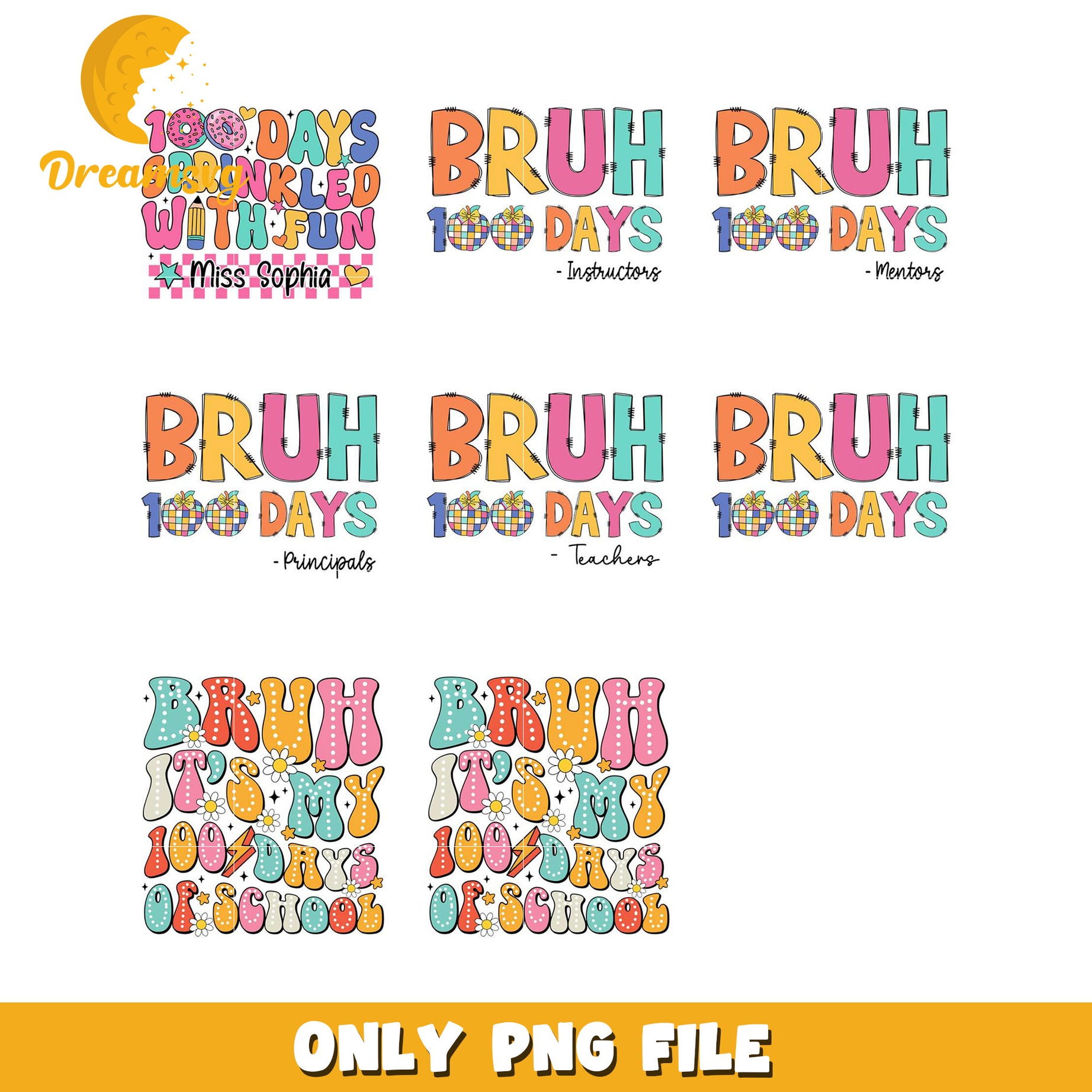 100 Days of School PNG Bundle Teacher Designs