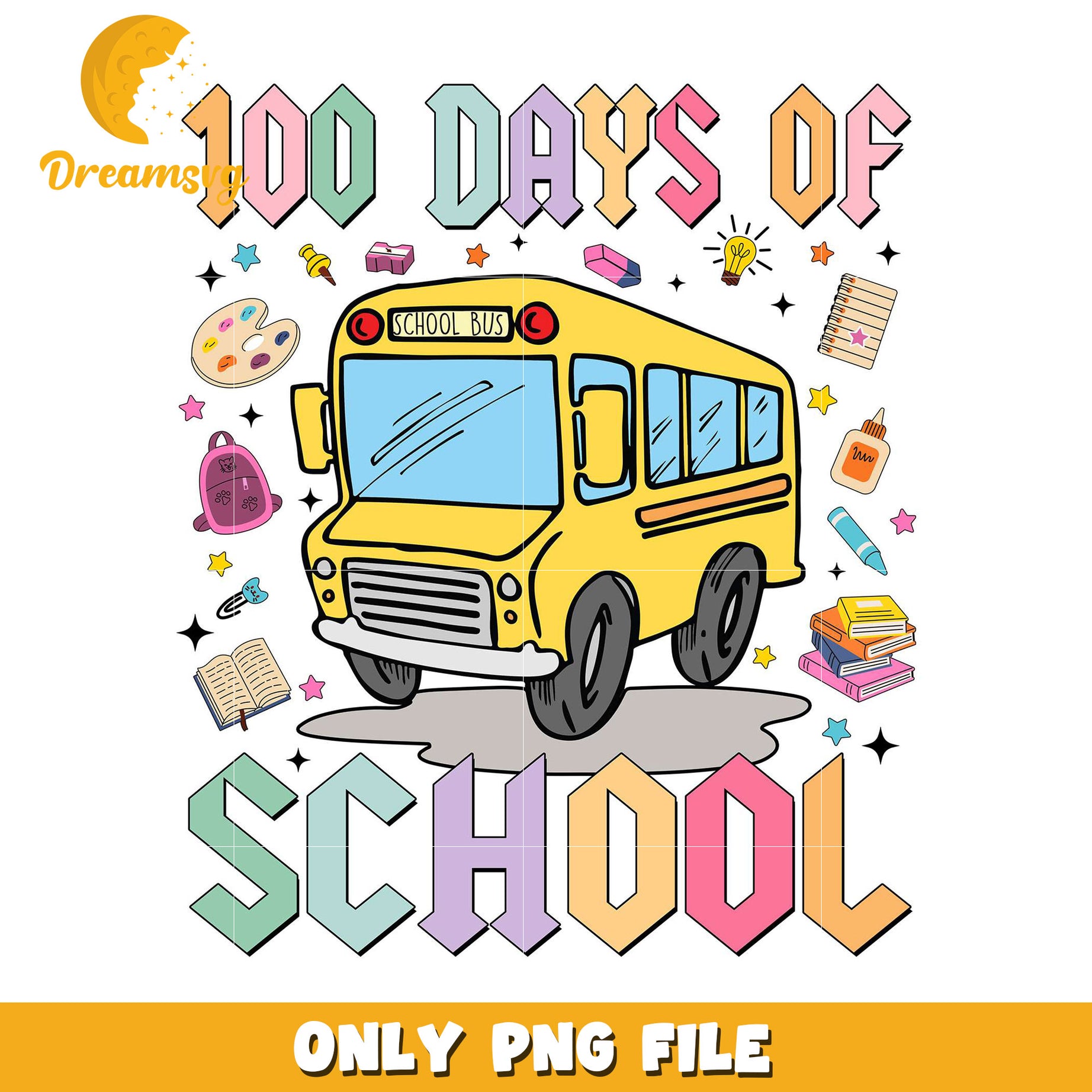 100 Days of School PNG Bus Design