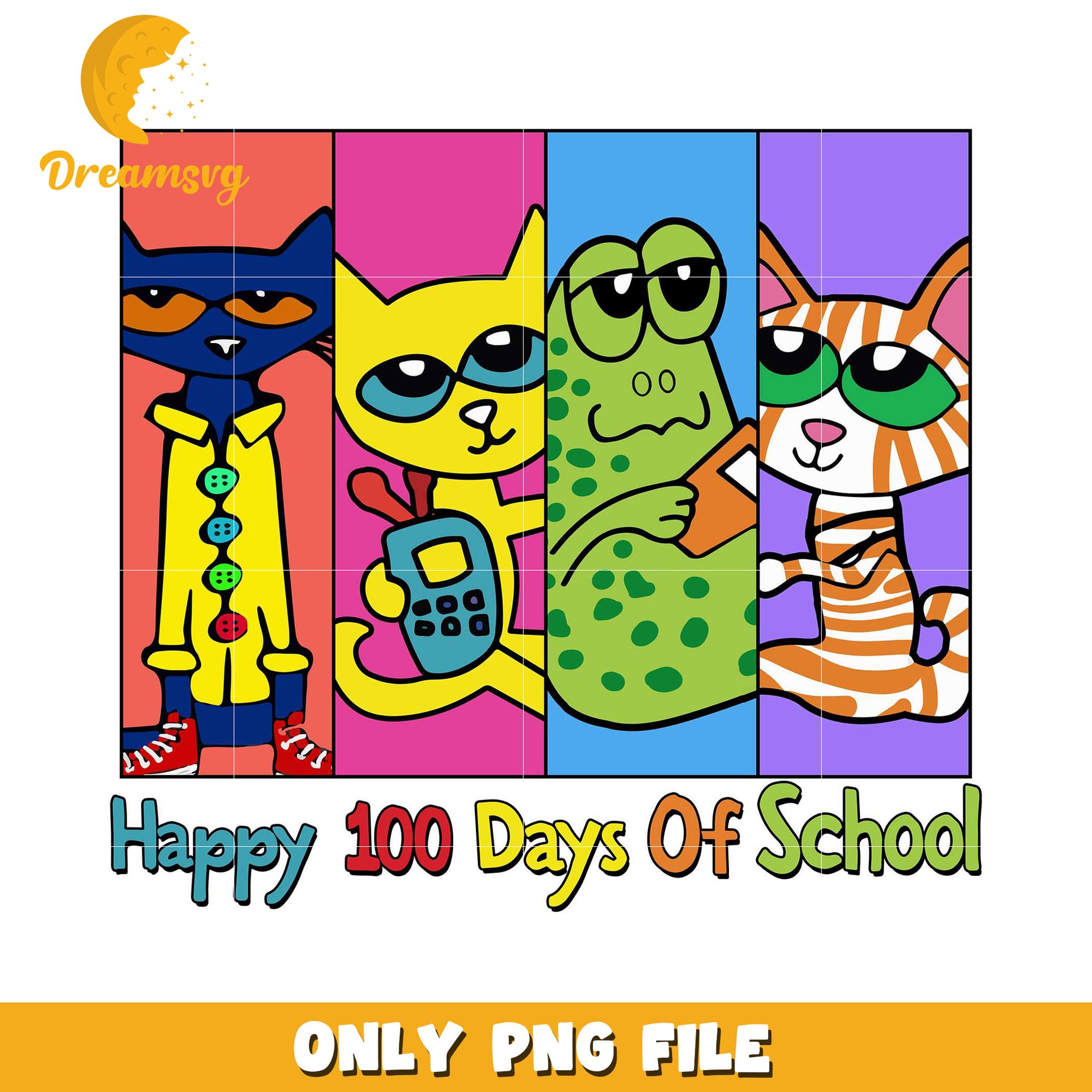 100 Days of School PNG Cute Animals