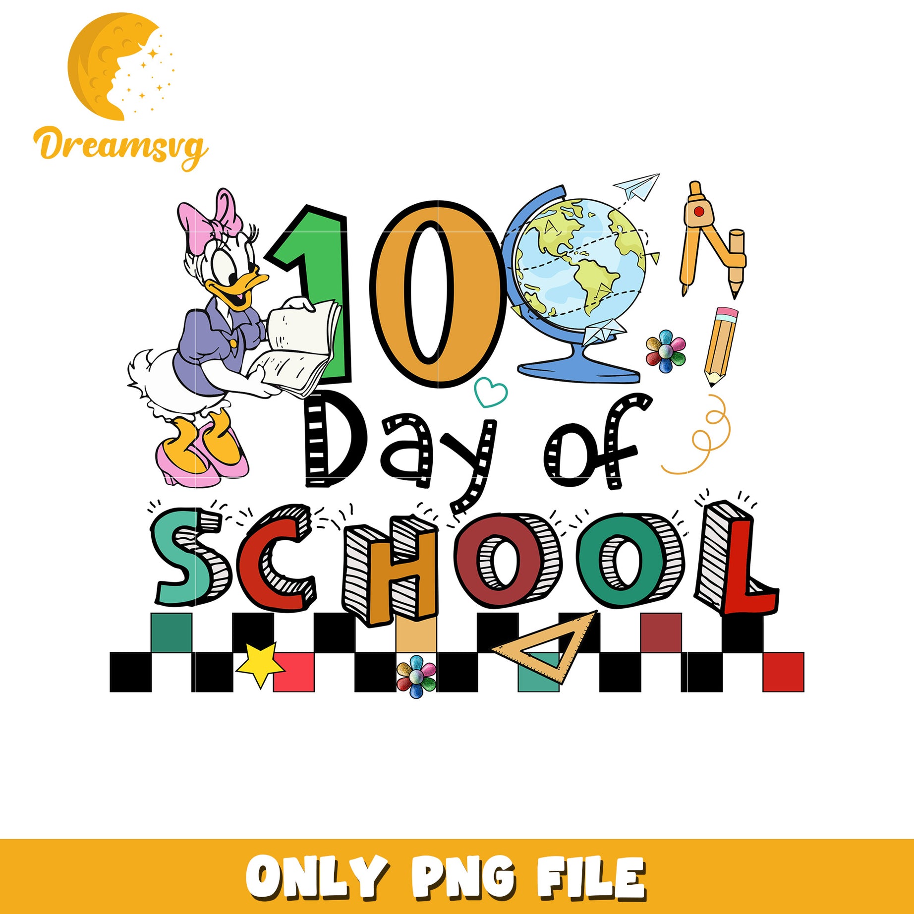 100 Days of School PNG Design with Fun Elements for Kids