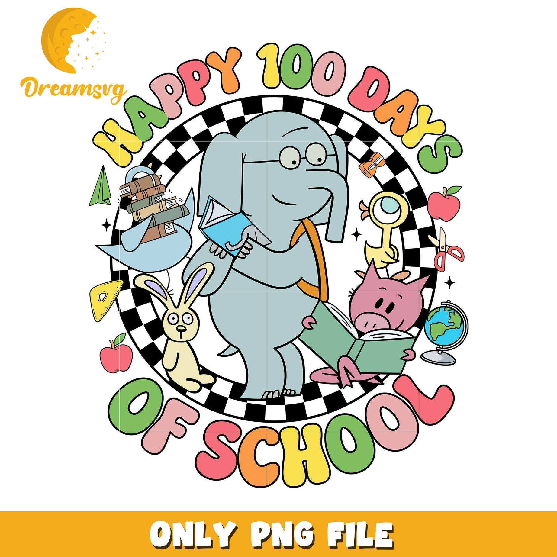 100 Days of School PNG Elephant