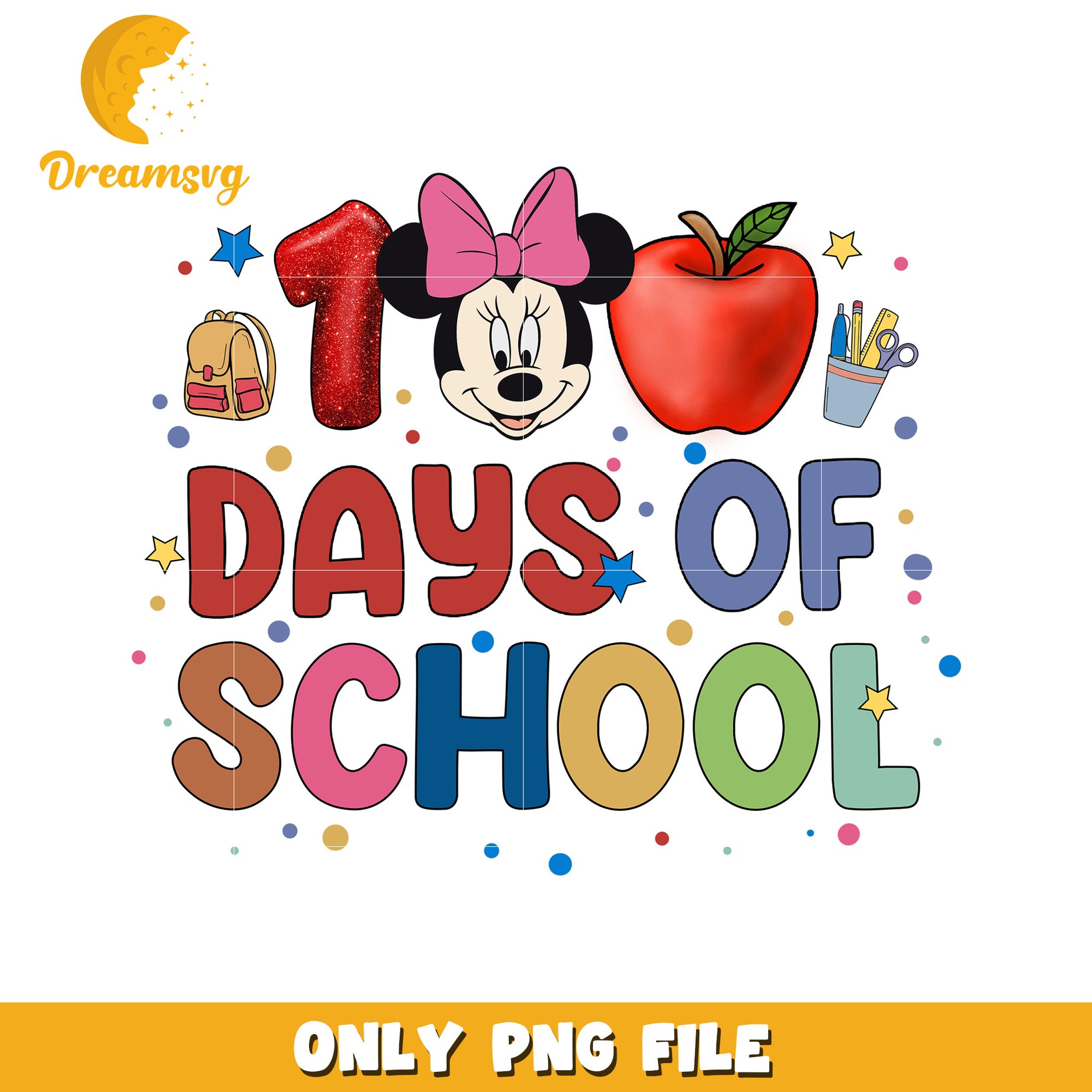 100 Days of School PNG File with Cute Cartoon Design