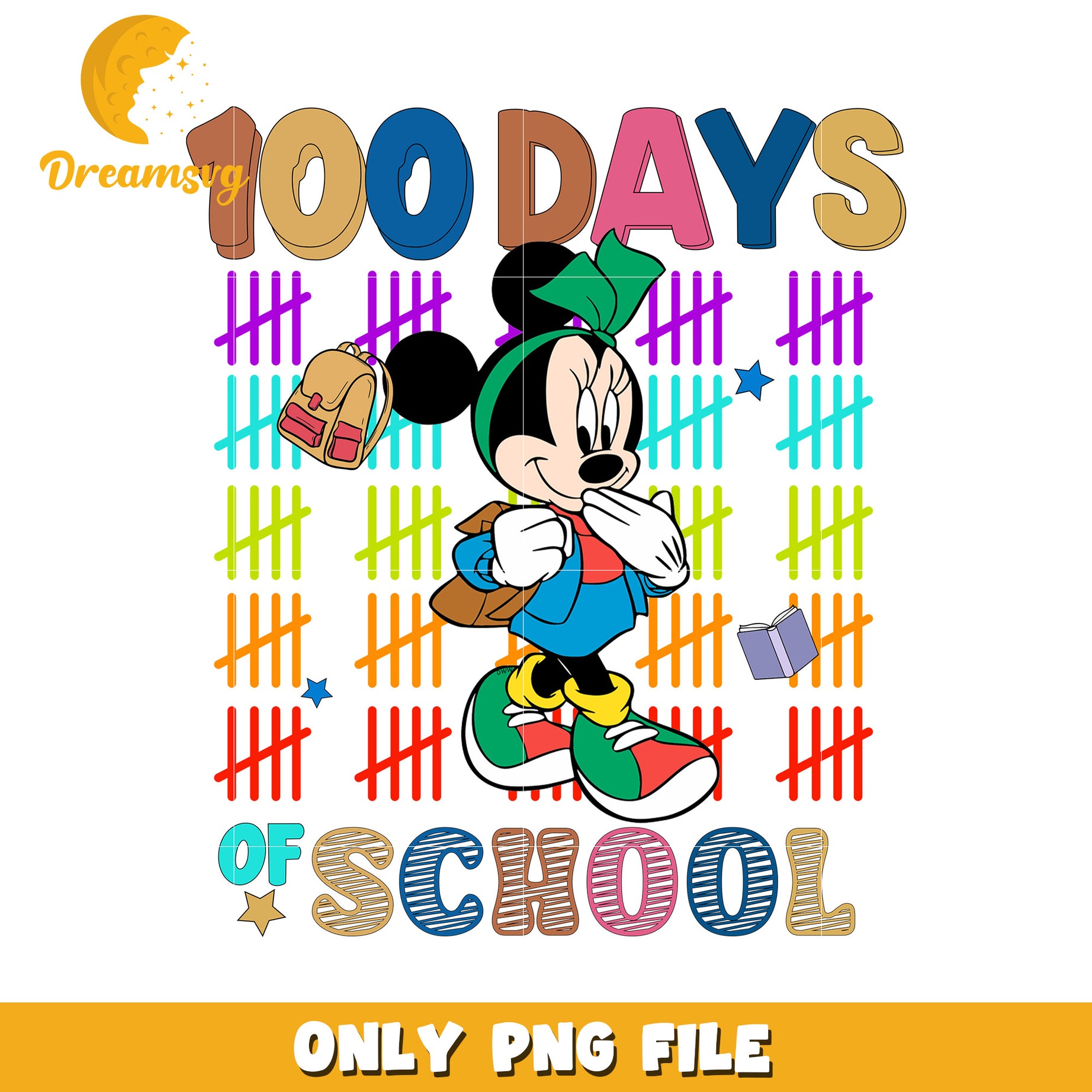 100 Days of School PNG File with Cute Character Design