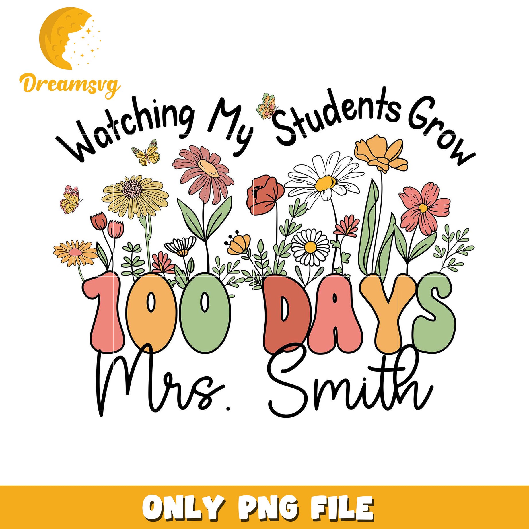 100 Days of School PNG Flowers