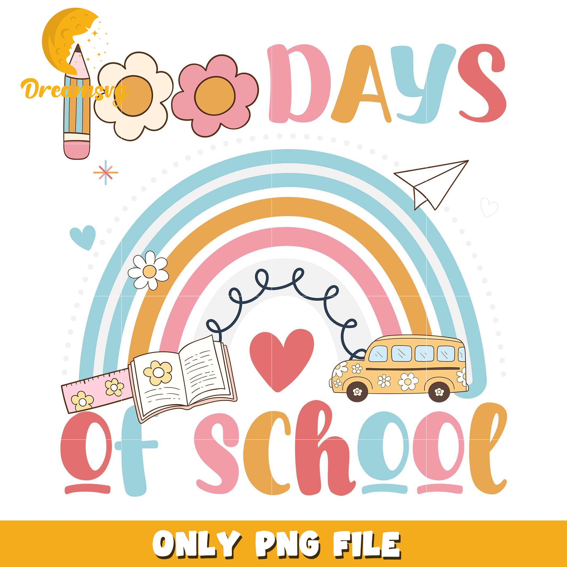 100 Days of School PNG Rainbow