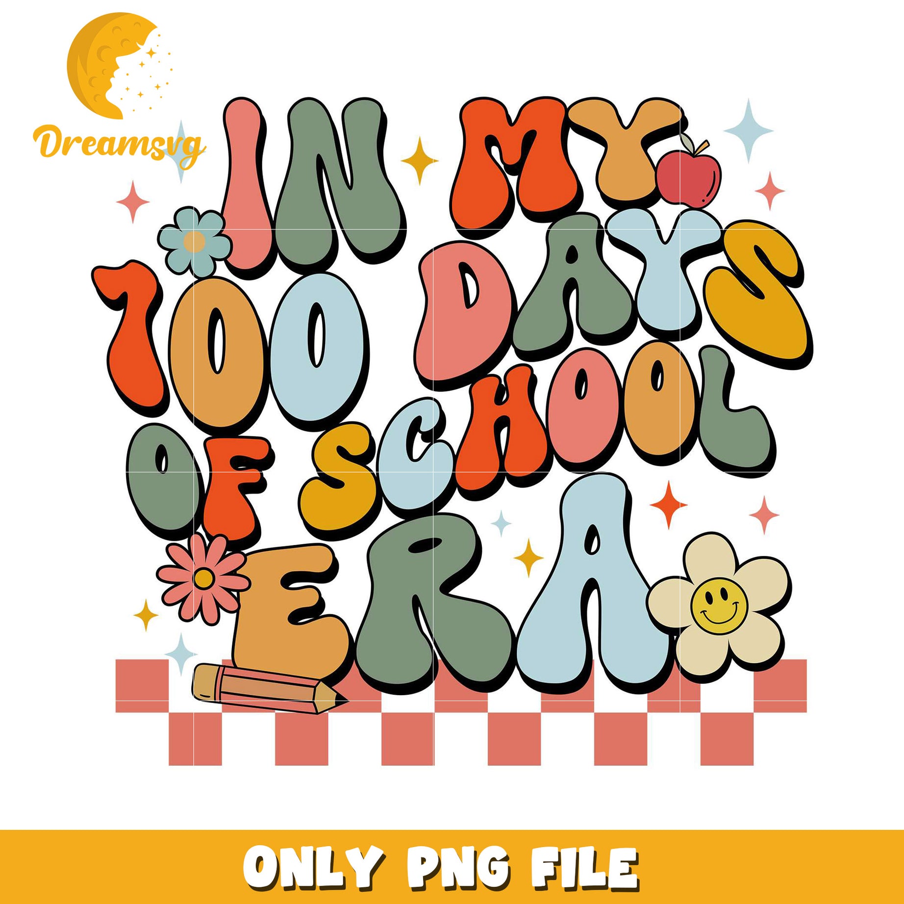 100 Days of School PNG Retro Design