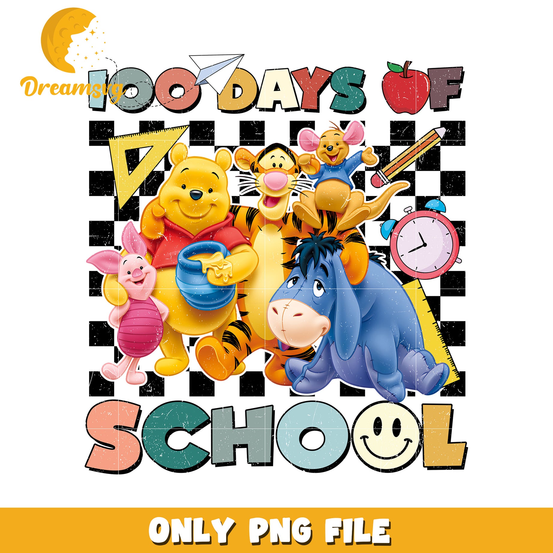 100 Days of School PNG with Winnie the Pooh Characters