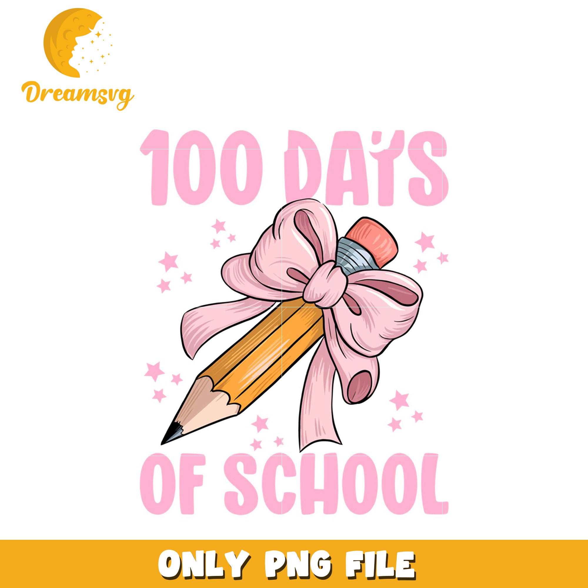 100 Days of School Pencil Design PNG Clipart File