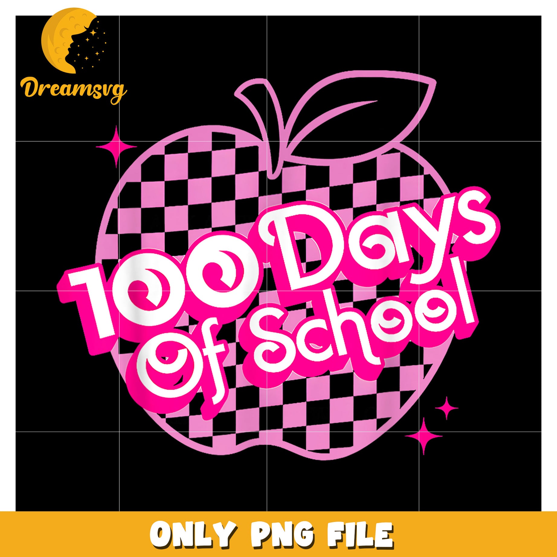 100 Days of School Pink Apple PNG Design File