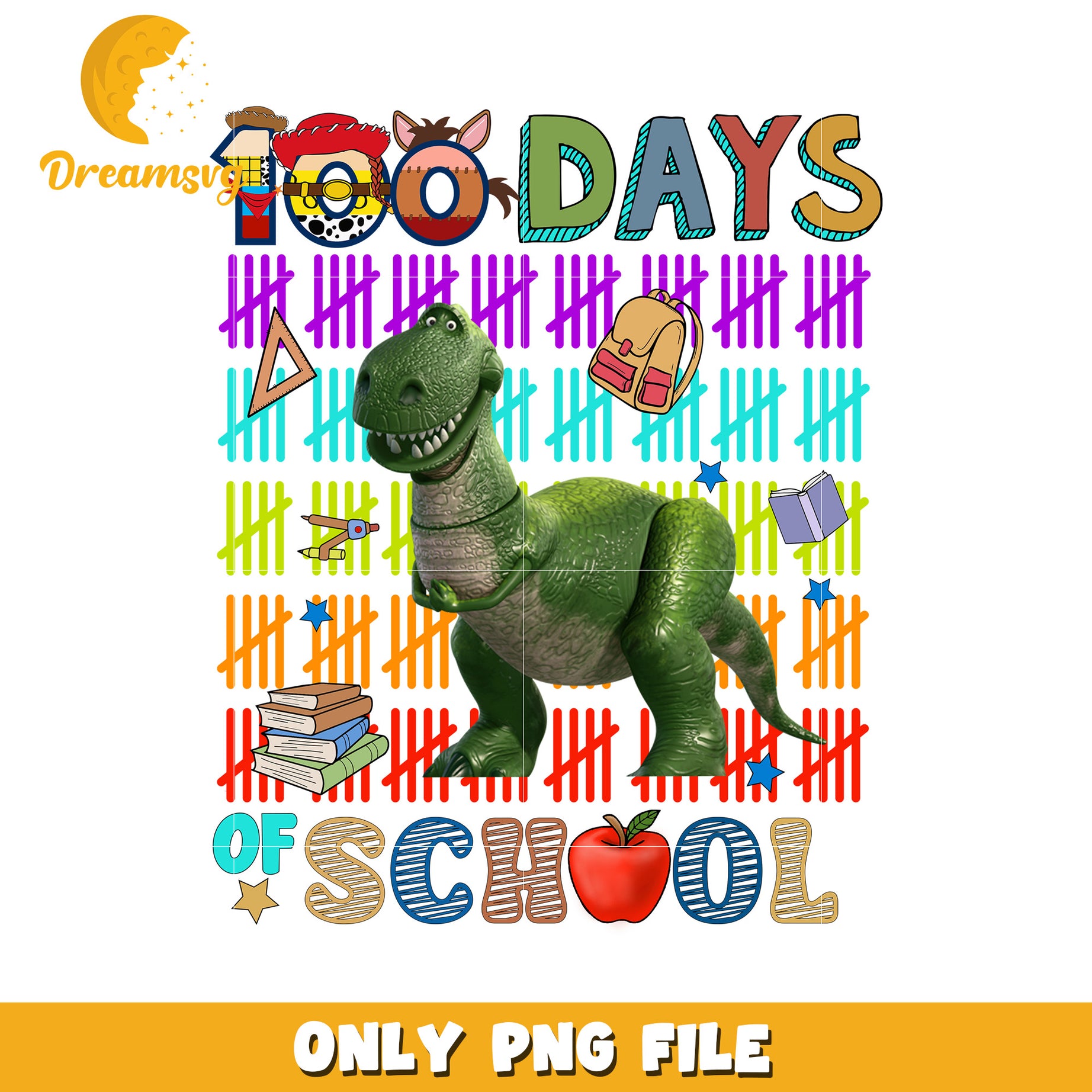 100 Days of School Rex PNG