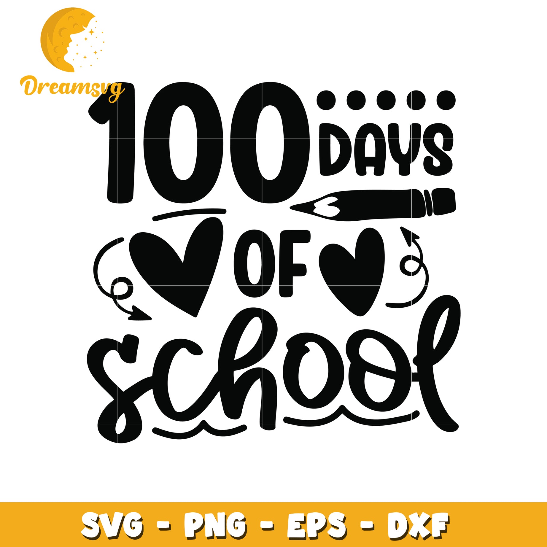 100 Days of School SVG Cut File for Crafts and Design